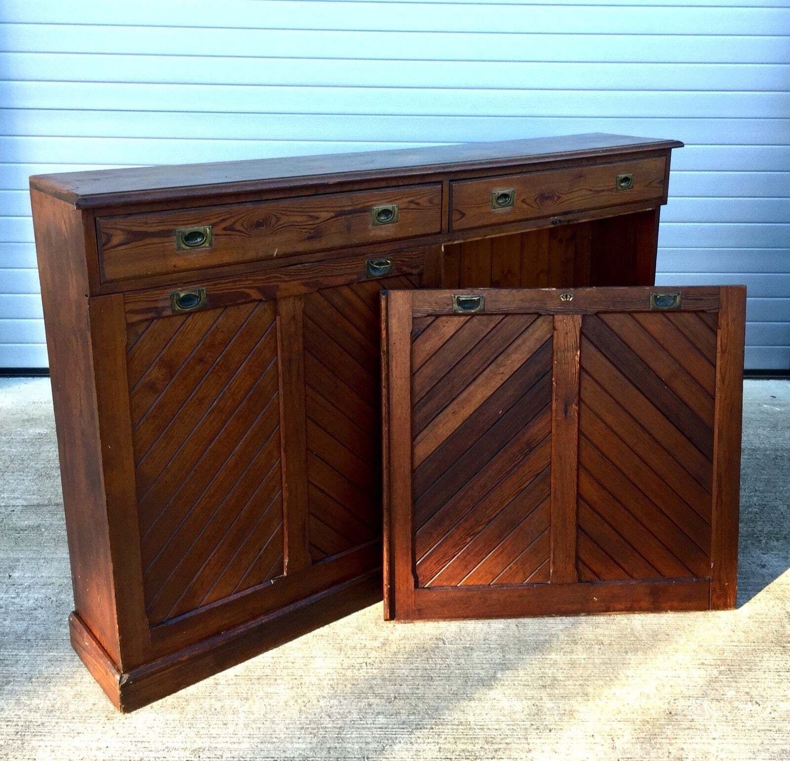 Antique Wooden Church Kneeler Storage Cupboard Large Sideboard Cabinet & Drawers photo buy