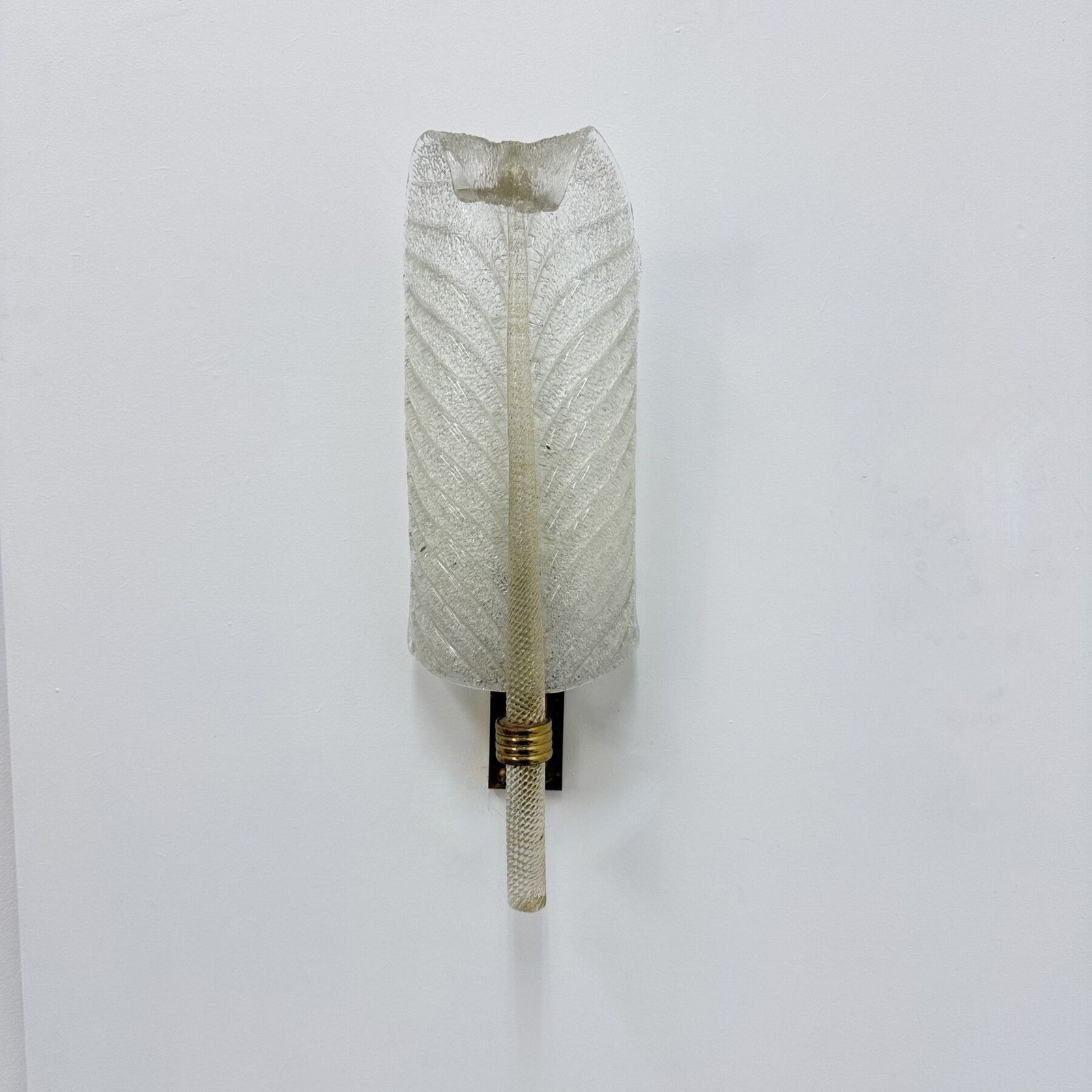 Grote Barovier & Toso Wandlamp, Murano Glas, Bladmotief, Jaren 1970 photo Verlichting