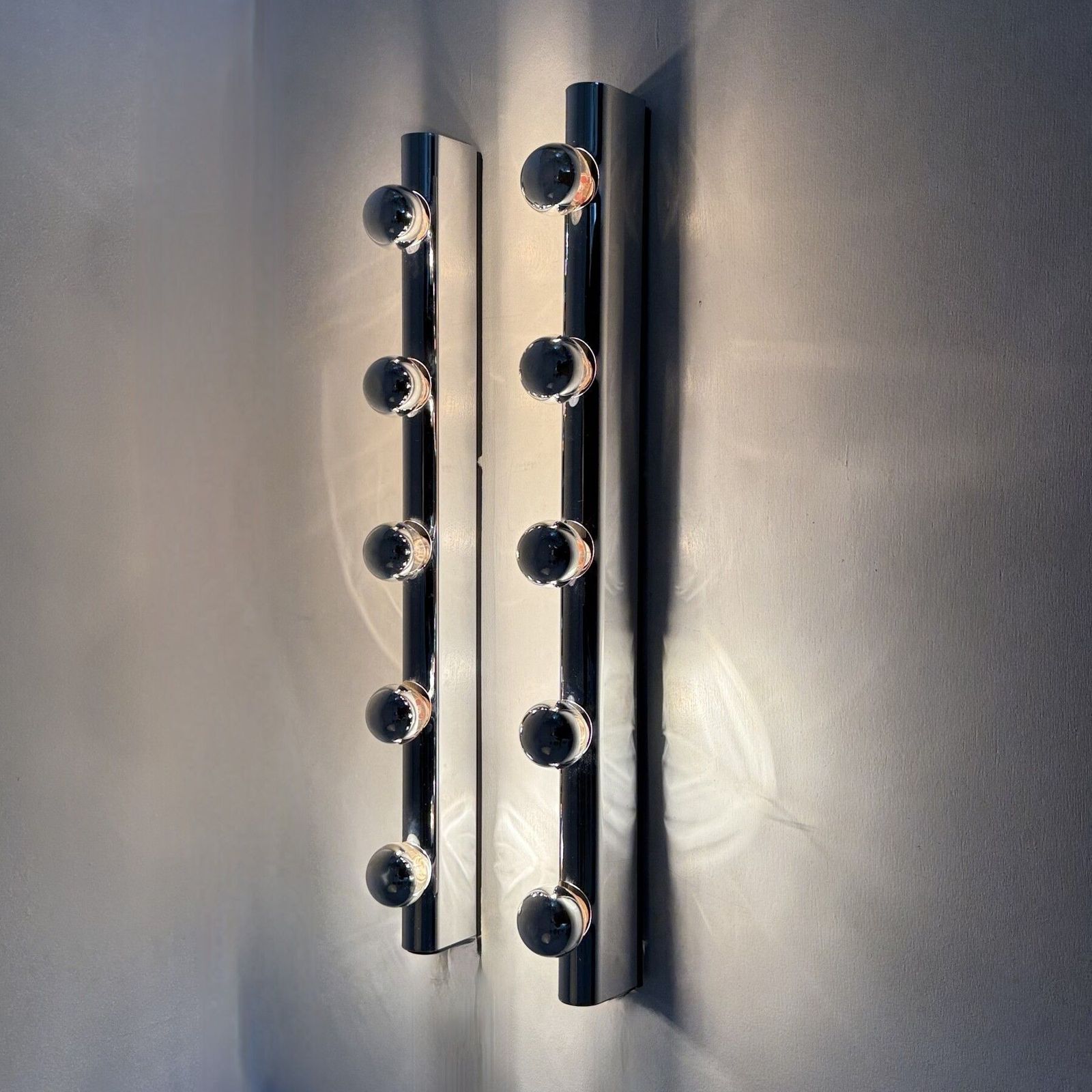 Set Of 2 Targetti Sankey Chrome Wall Lamps , 1970s photo 456.0