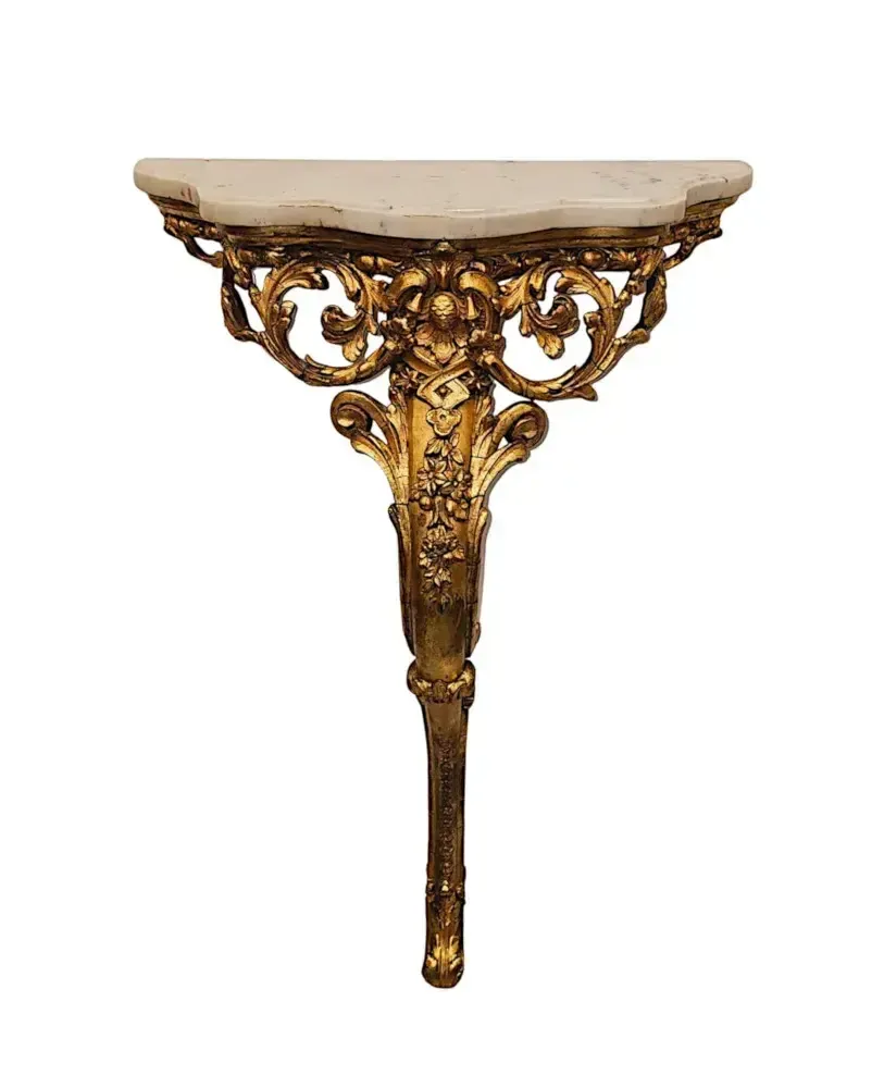 A Fabulous And Unusual 19th Century Marble Top Giltwood Console Or Pier Table photo Furniture
