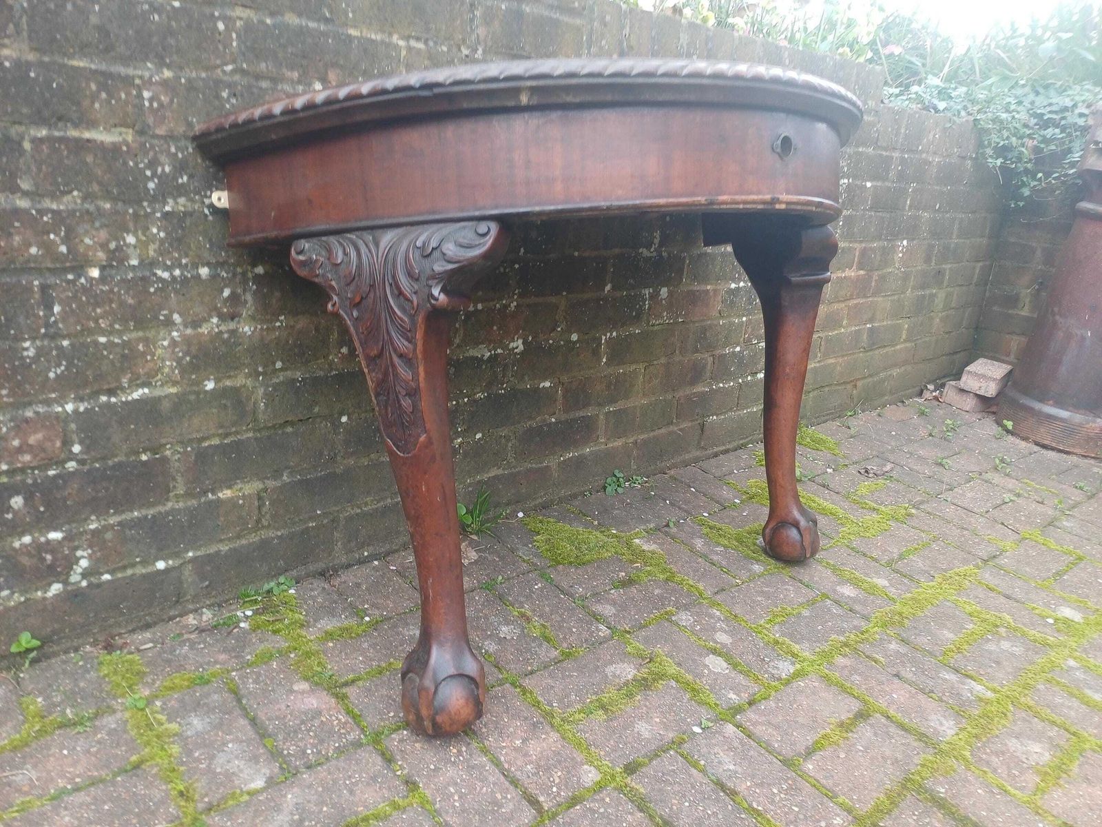 Late Victorian Carved Mahogany Demi Lune Side Table Vintage Tables Antique Console photo Furniture