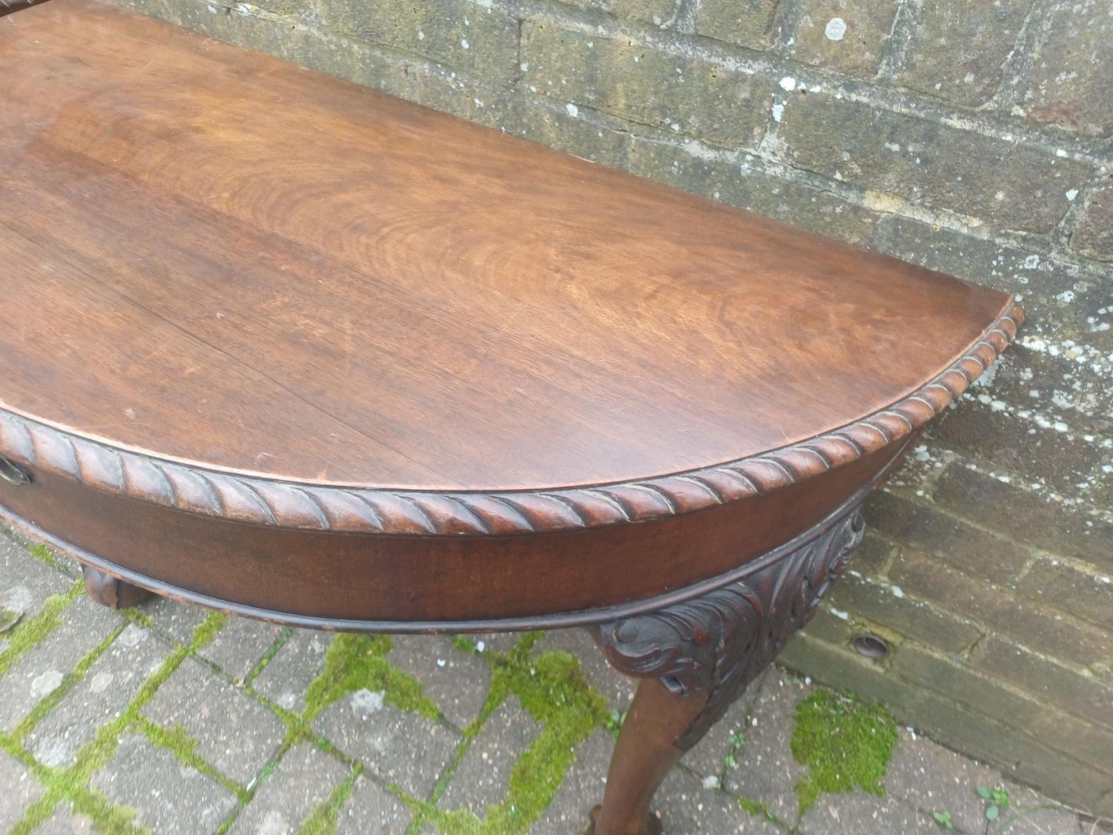 Pair Late Victorian Carved Mahogany Demi Lune Side Table Vintage Tables Antique Console photo 650.0