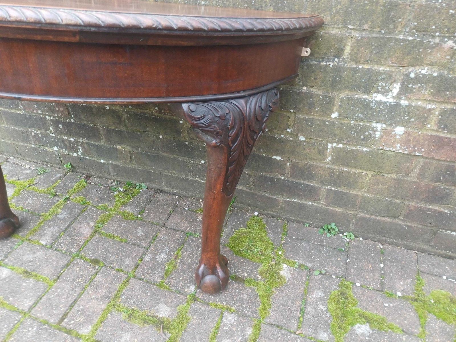 photo furniture Late Victorian Carved Mahogany Demi Lune Side Table Vintage Table Antique Console