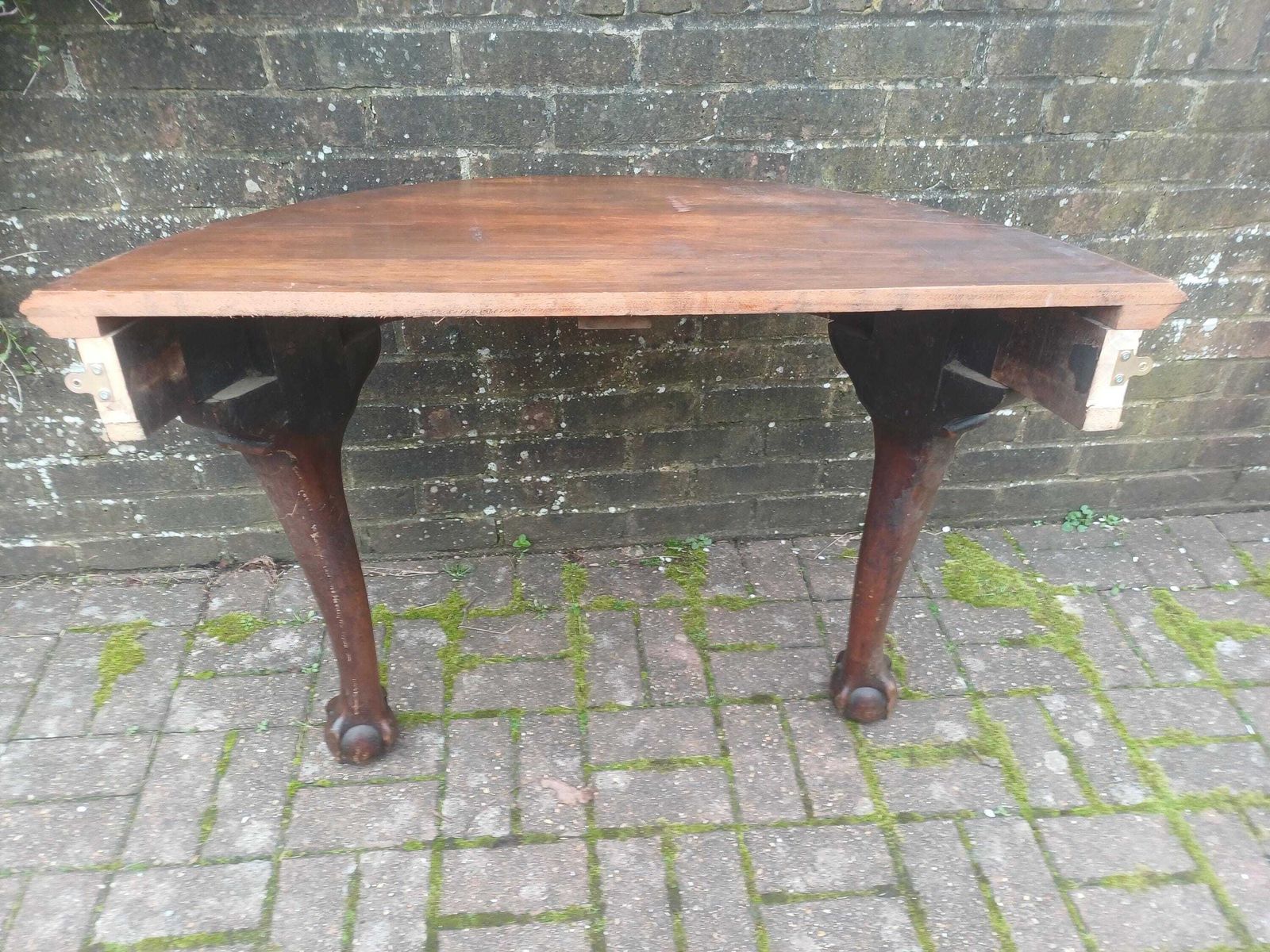 395.0 Late Victorian Carved Mahogany Demi Lune Side Table Vintage Table Antique Console photo