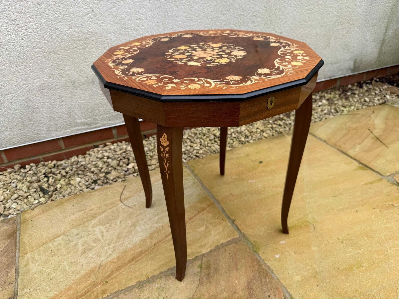 Musical Marquetry Side Table, Sewing Table,Plant Stand, Occasional Table