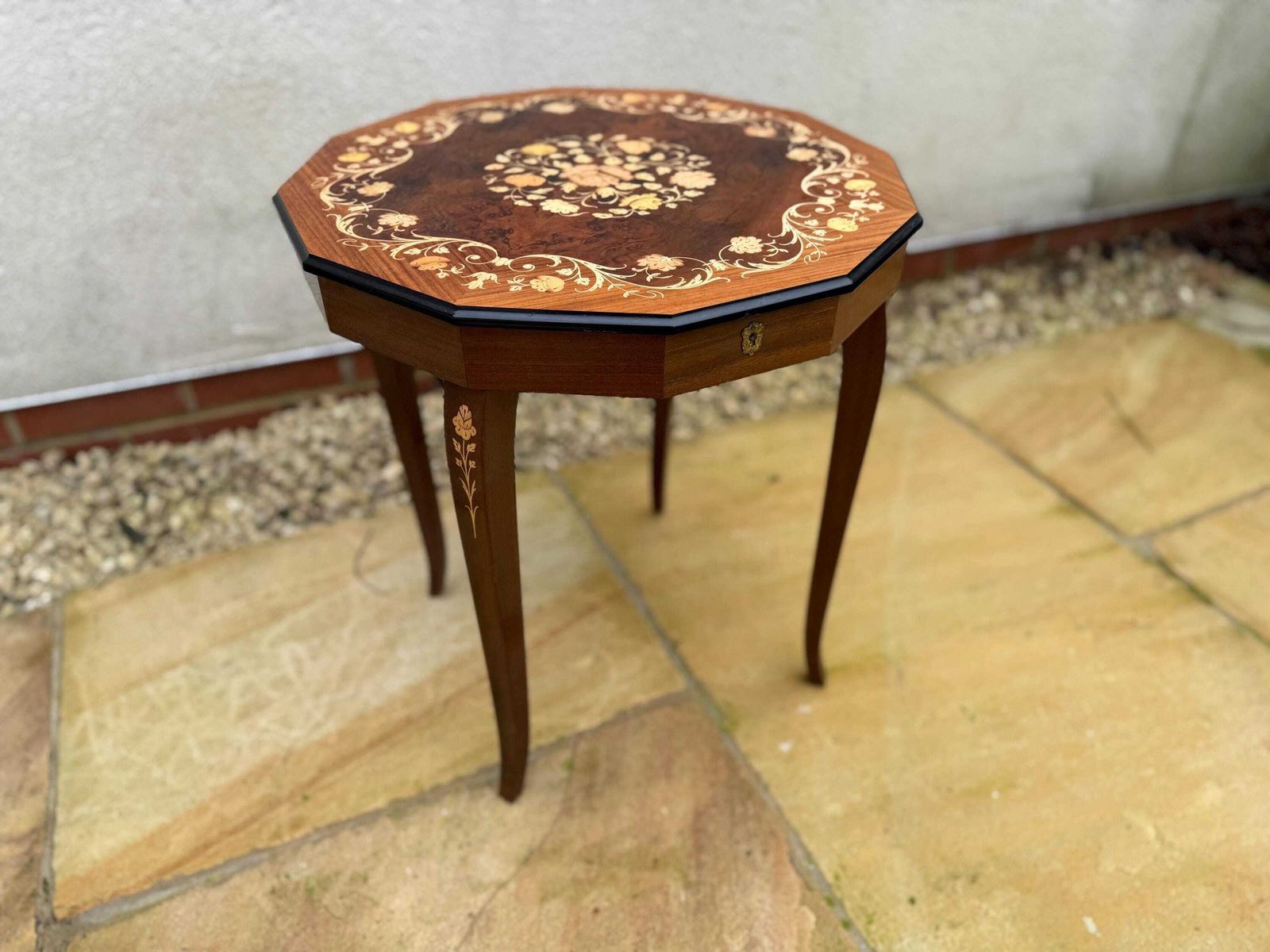 Musical Marquetry Side Table, Sewing Table,Plant Stand, Occasional Table photo for sale