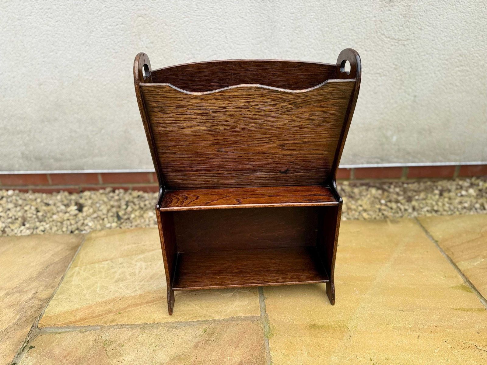 Antique Hand Made Magazine Rack With Shelf. Vintage Retro Style. photo vinterior