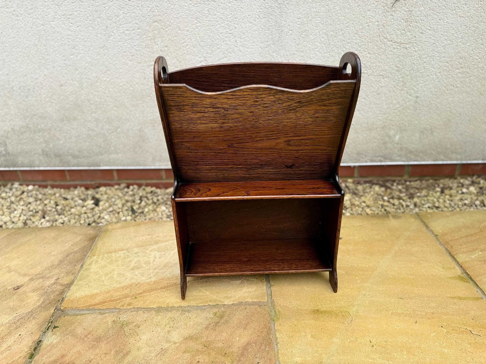 photo furniture Antique Hand Made Magazine Rack With Shelf. Vintage Retro Style.