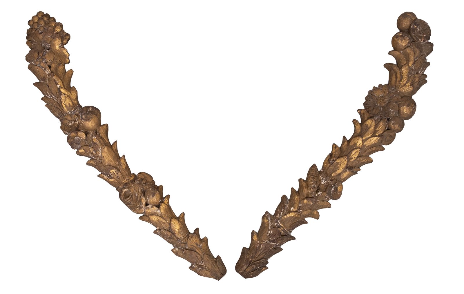 Handgesneden Italiaans Rococo Stijl Verguld Houten Appliques, 18e Eeuw – Set Van Twee