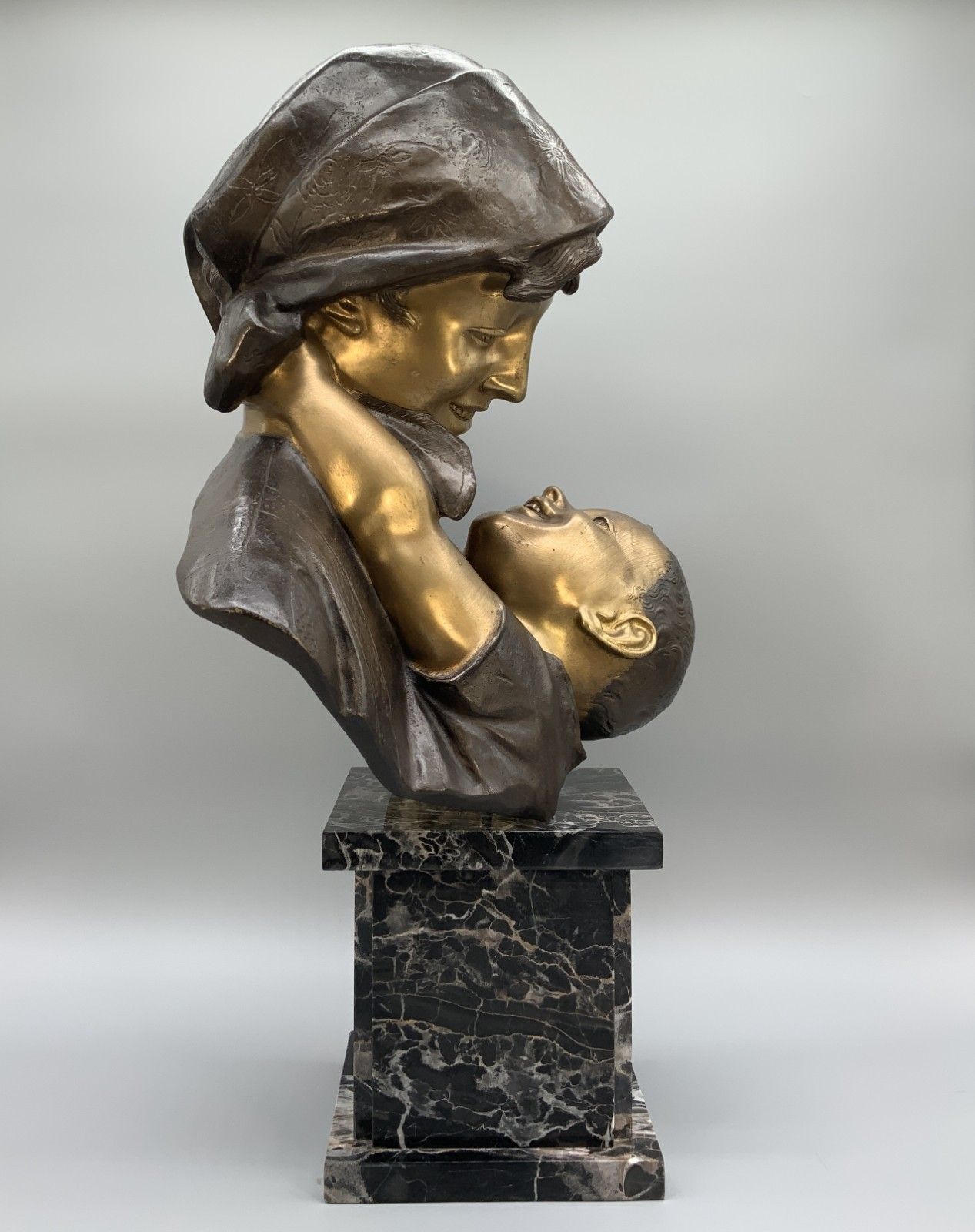 Large Bronze Sculpture 'Maternity' Mother & Child Statue After Antonio Merente photo 795.0