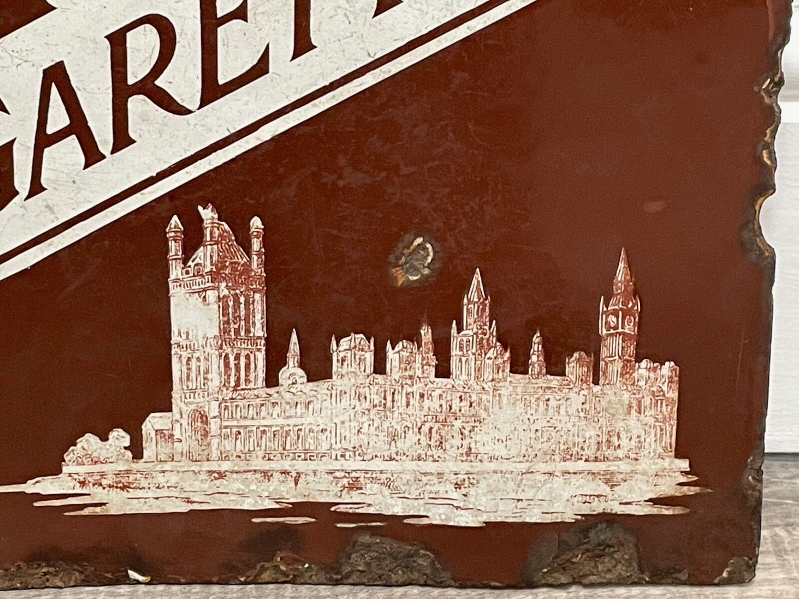 Early 20th Century Double Sided Enamel Westminster Virginia Cigarettes Wall Sign photo Home Decor