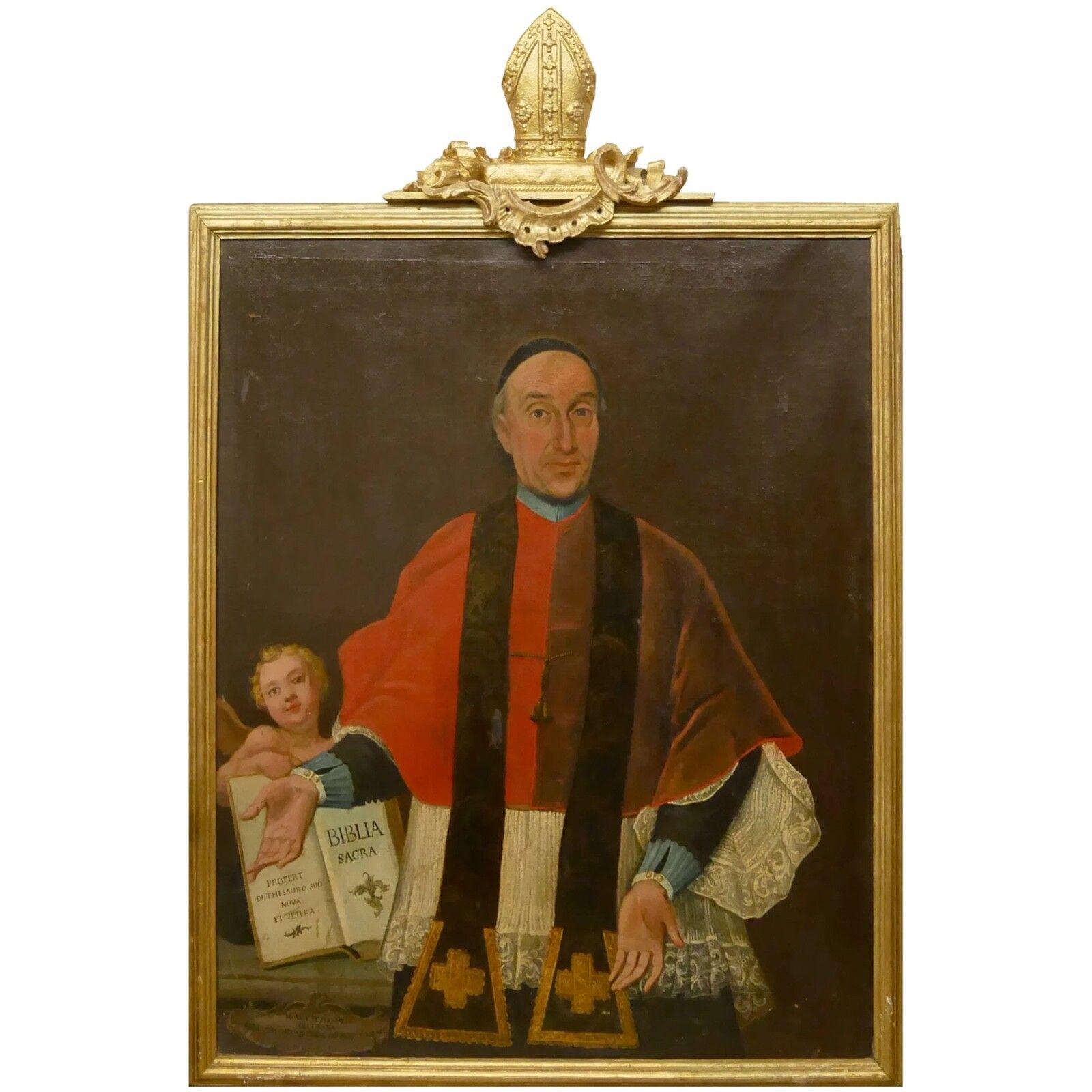 Baroque Old Master 18th Century Italian Oil Painting Portrait Pope Clement XIII