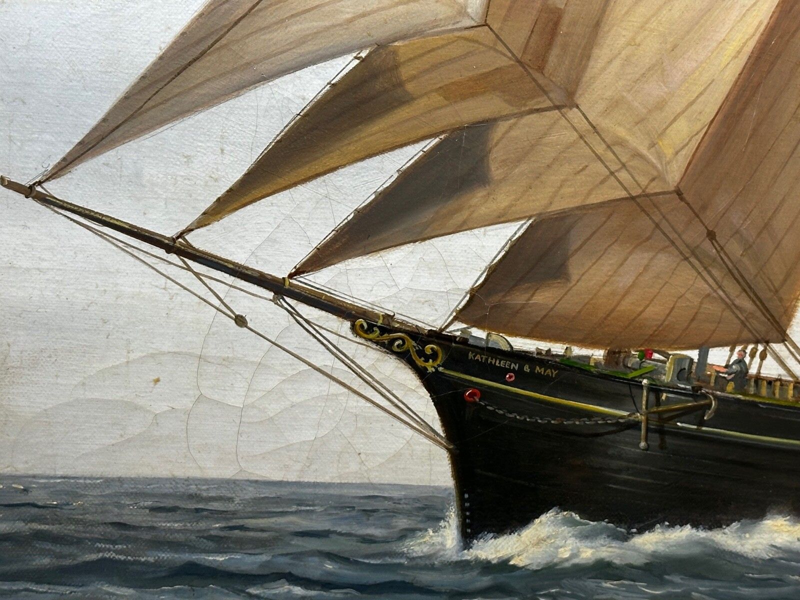 photo furniture British Marine Oil Painting Kathleen & May Schooner Ship By John Lewis Chapman