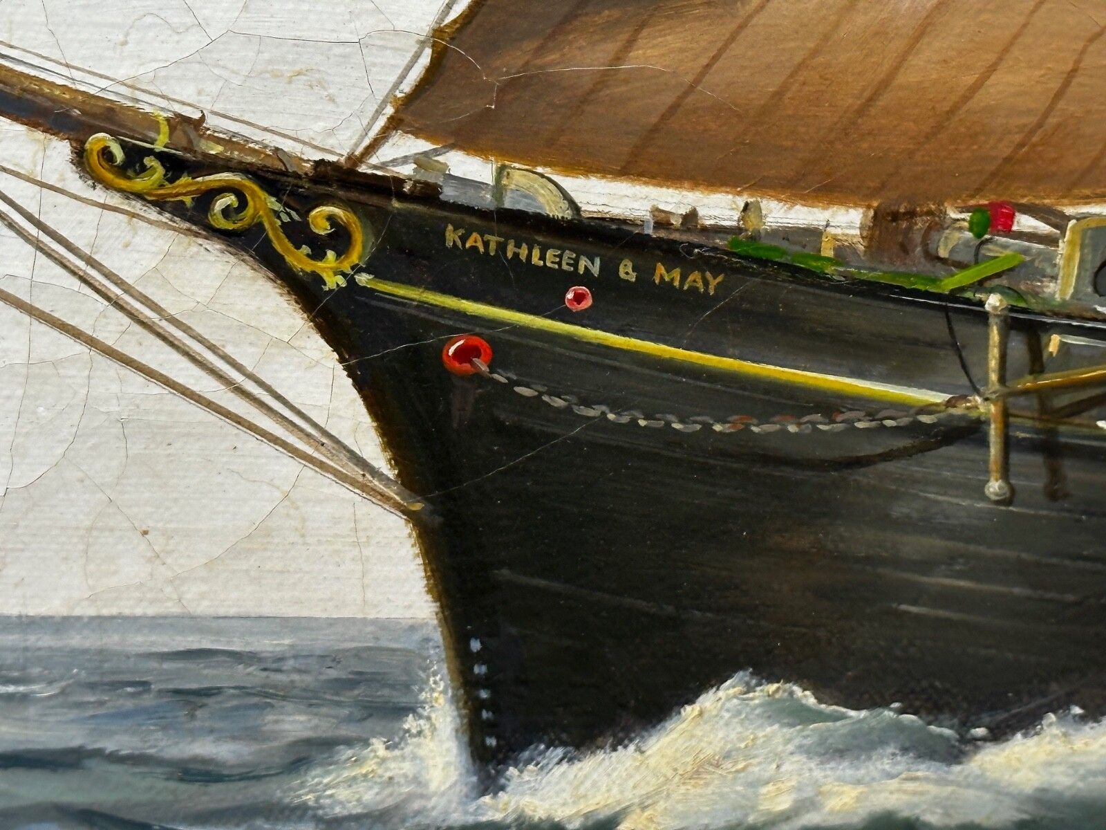 photo for sale British Marine Oil Painting Kathleen & May Schooner Ship By John Lewis Chapman