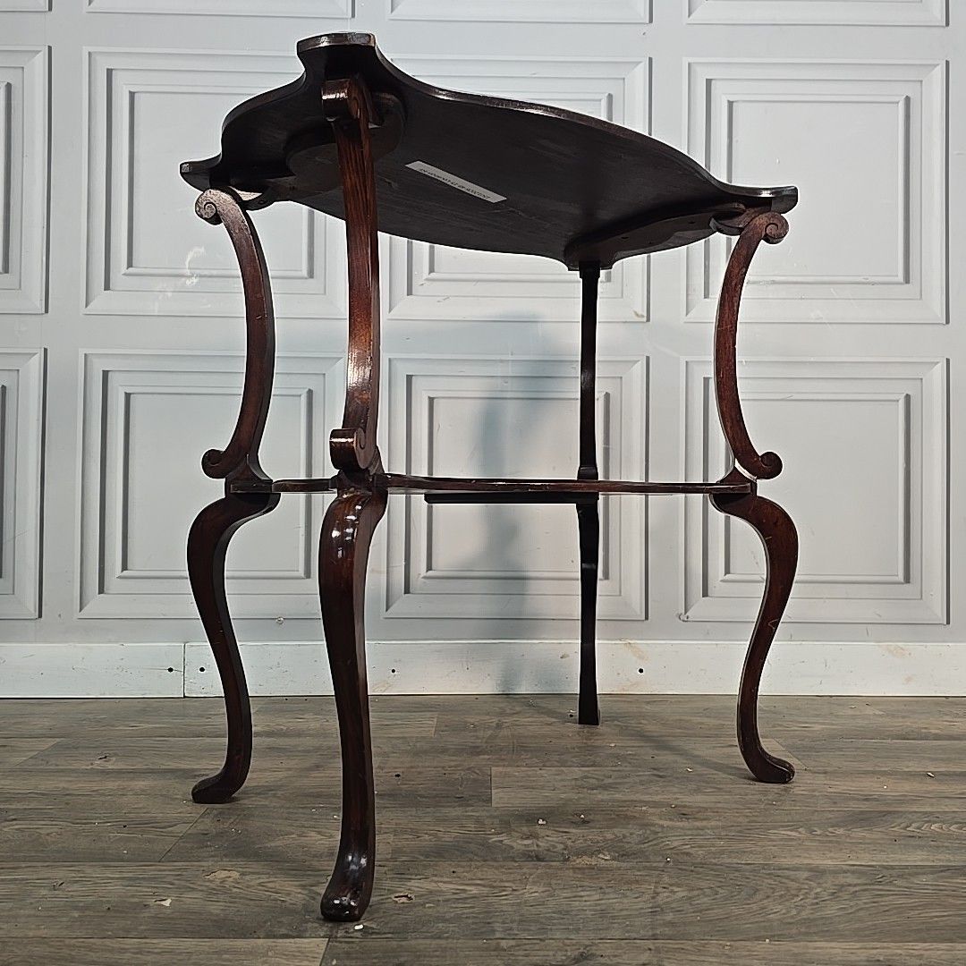 Antique Hall Lamp Table Mahogany Style Serpentine Top Tiered Console Vintage photo Furniture