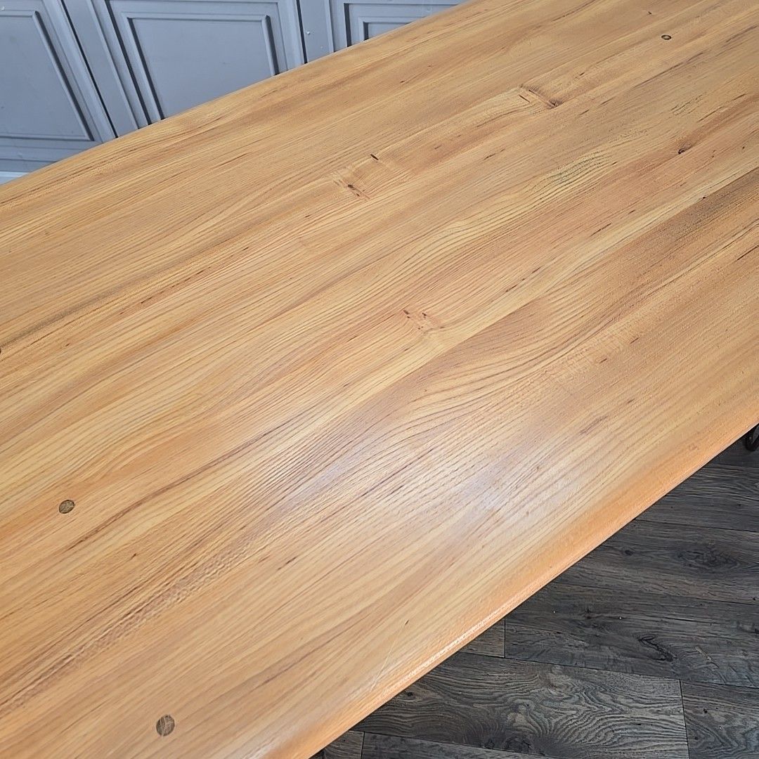 photo furniture Vintage Ercol Dining Table Blonde Elm Top Hairpin Legs Retro Mid Century