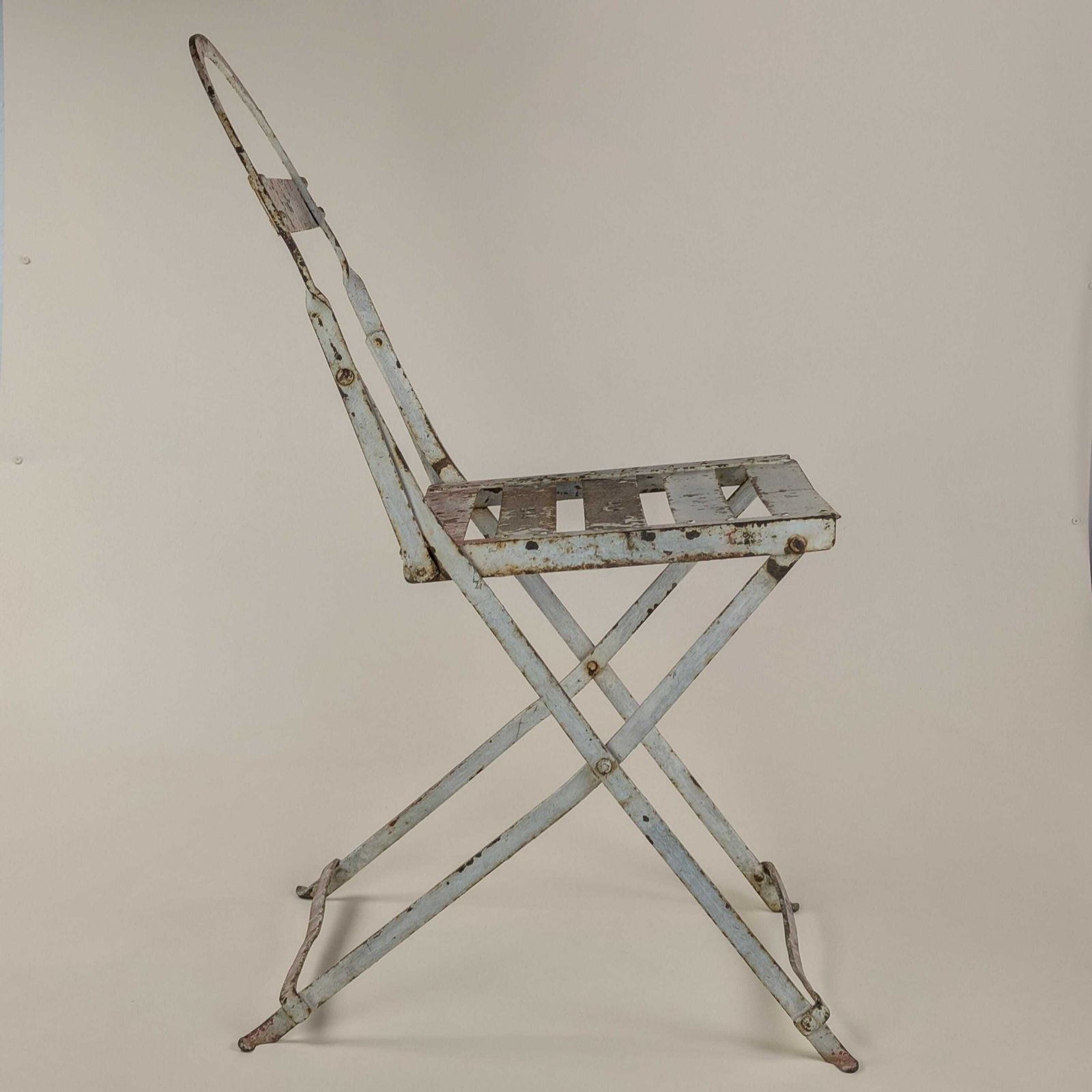 Garden Furniture Rare Antique French Iron Folding Garden Chair With Initials Vt, Park Bistro Seating photo