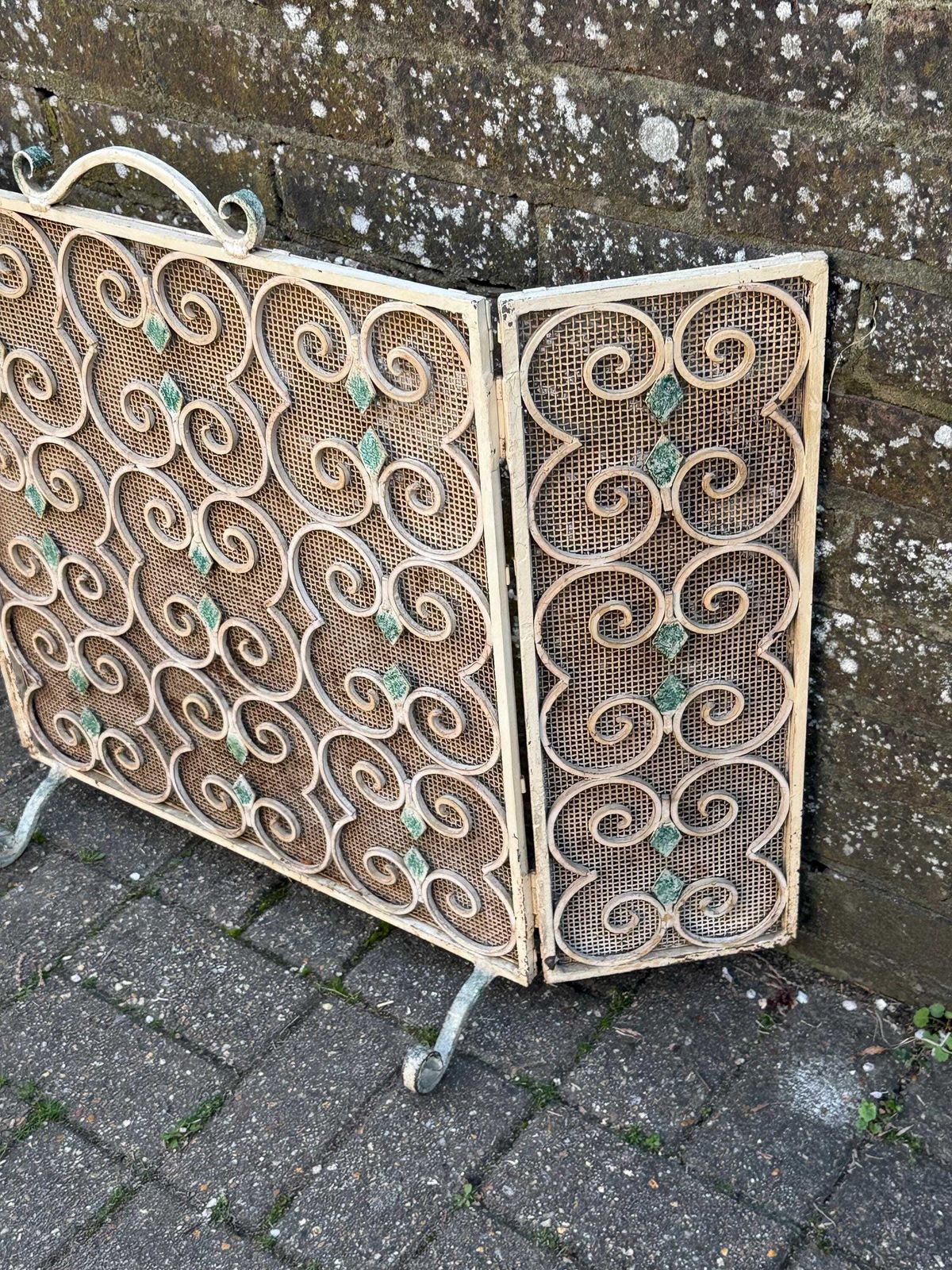 Heavy Quality Vintage 1950s French Style Wrought Iron Fireplace Screen Decorative Fireside Guard photo 225.0