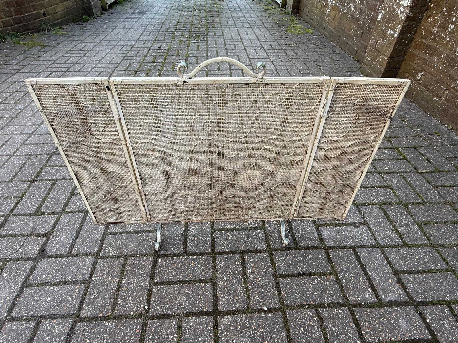 225.0 Heavy Quality Vintage 1950s French Style Wrought Iron Fireplace Screen Decorative Fireside Guard photo