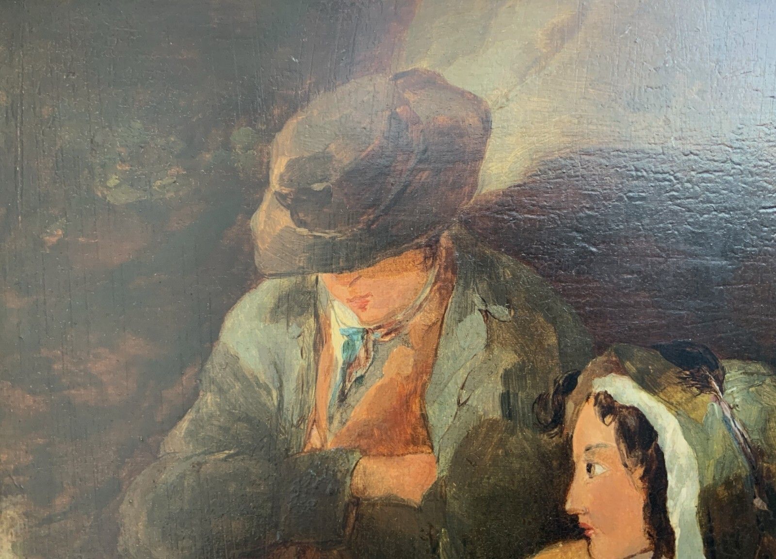 Victorian Genre Oil Portrait Painting Parents With Child Circa 1880 photo Art