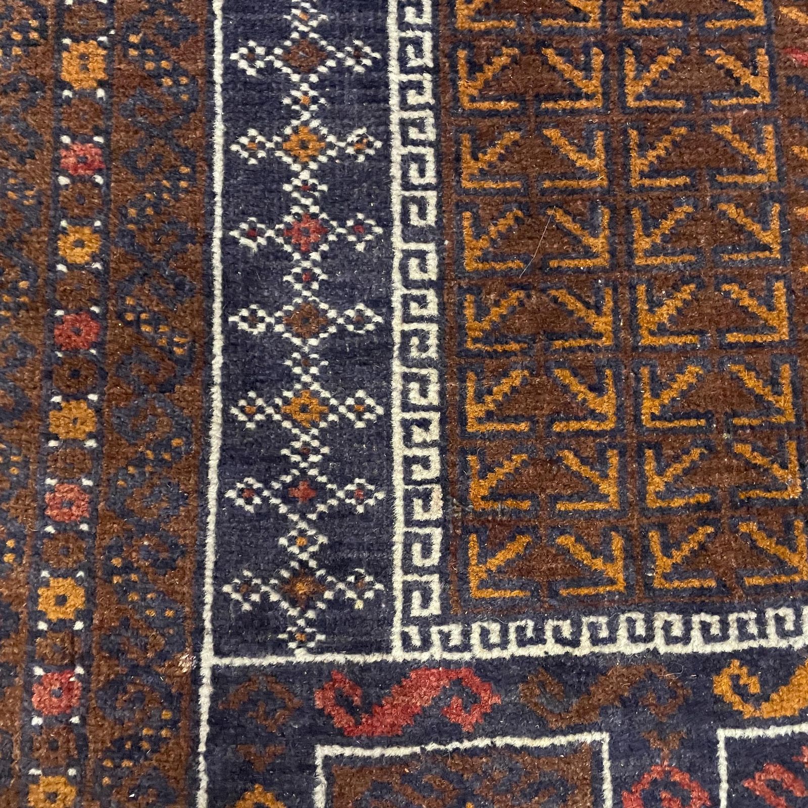 165.0 Antique Woven Rug Carpet Mat Rectangle Wool Vintage Pattern Woven Floor Hand Knotted Textile Patterned Pattern 154x79cm Earthy Brown Balouch photo