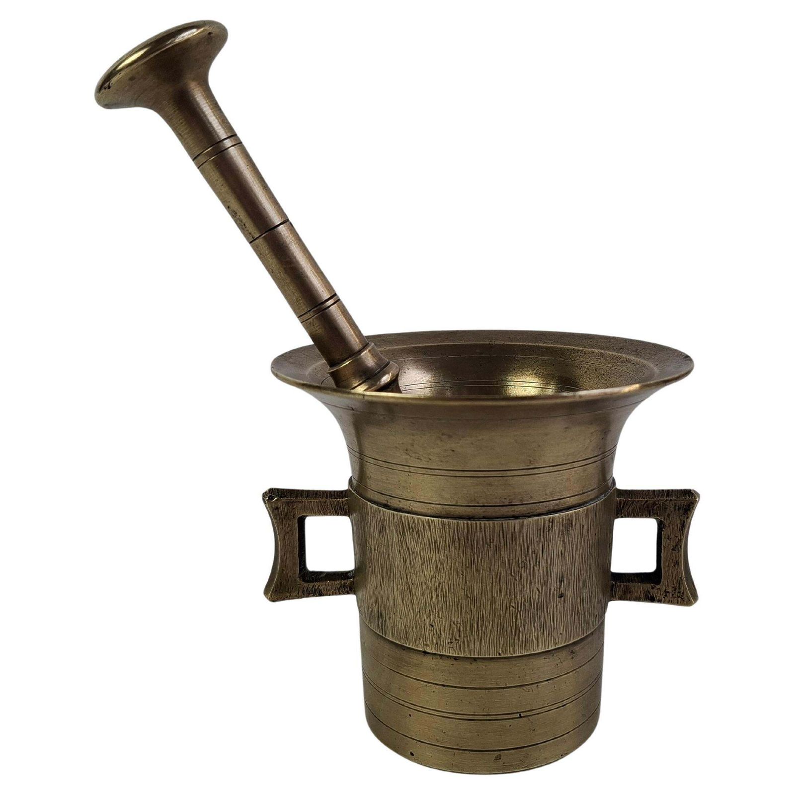 Antique Brass Mortar And Pestle, Austria Hungary, Circa 1890, Historicism