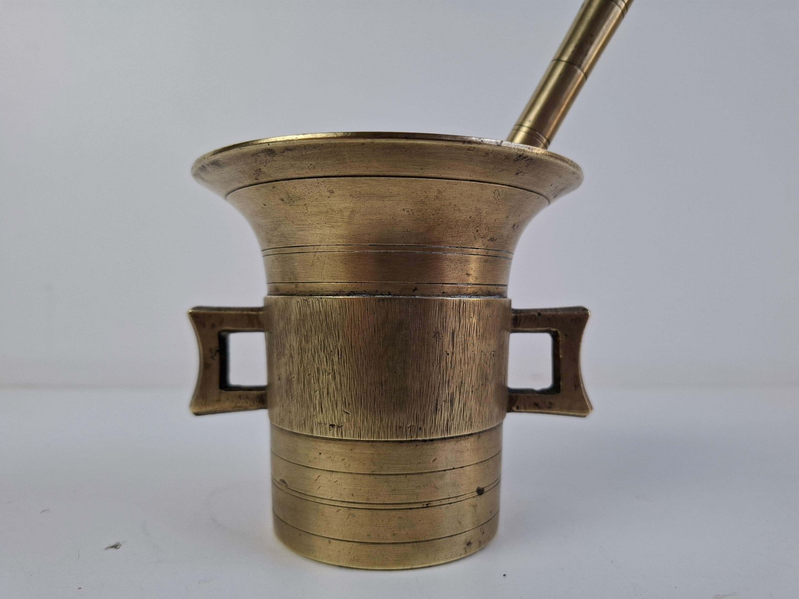 Antique Brass Mortar And Pestle, Austria Hungary, Circa 1890, Historicism photo vinterior