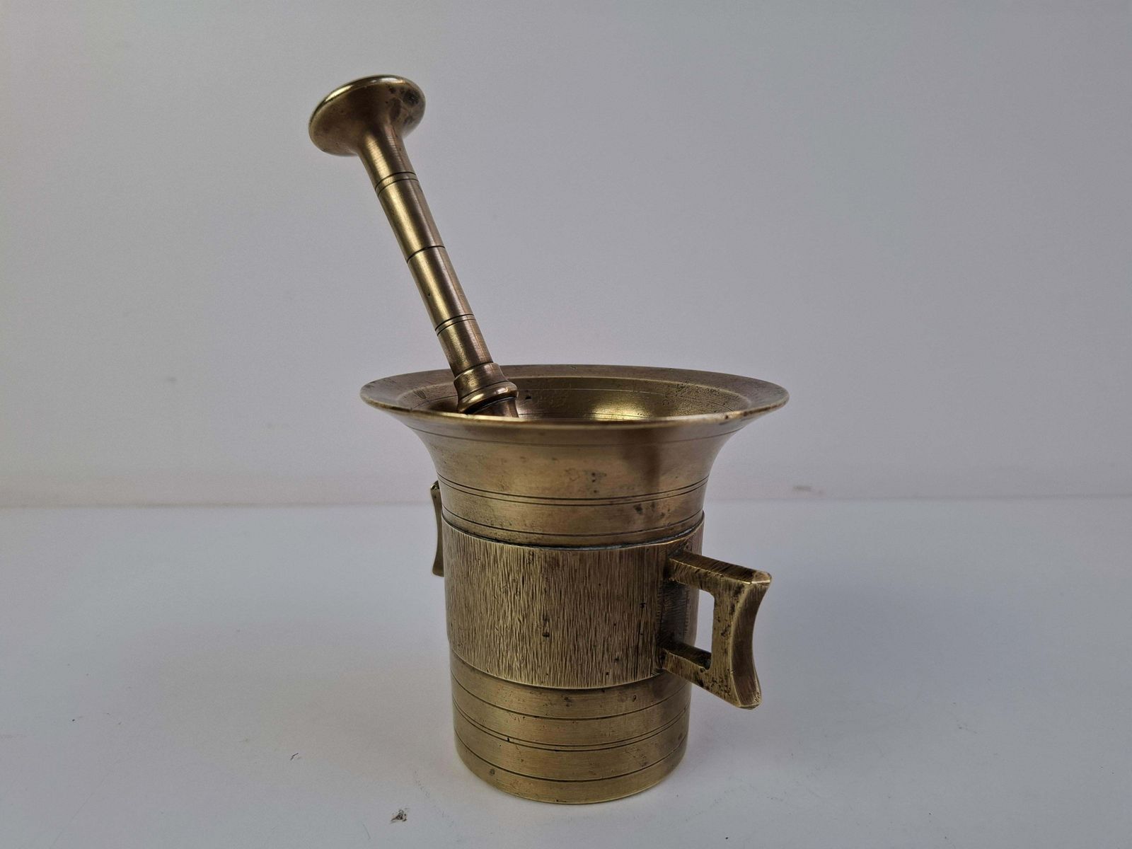 Antique Brass Mortar And Pestle, Austria Hungary, Circa 1890, Historicism photo vintage
