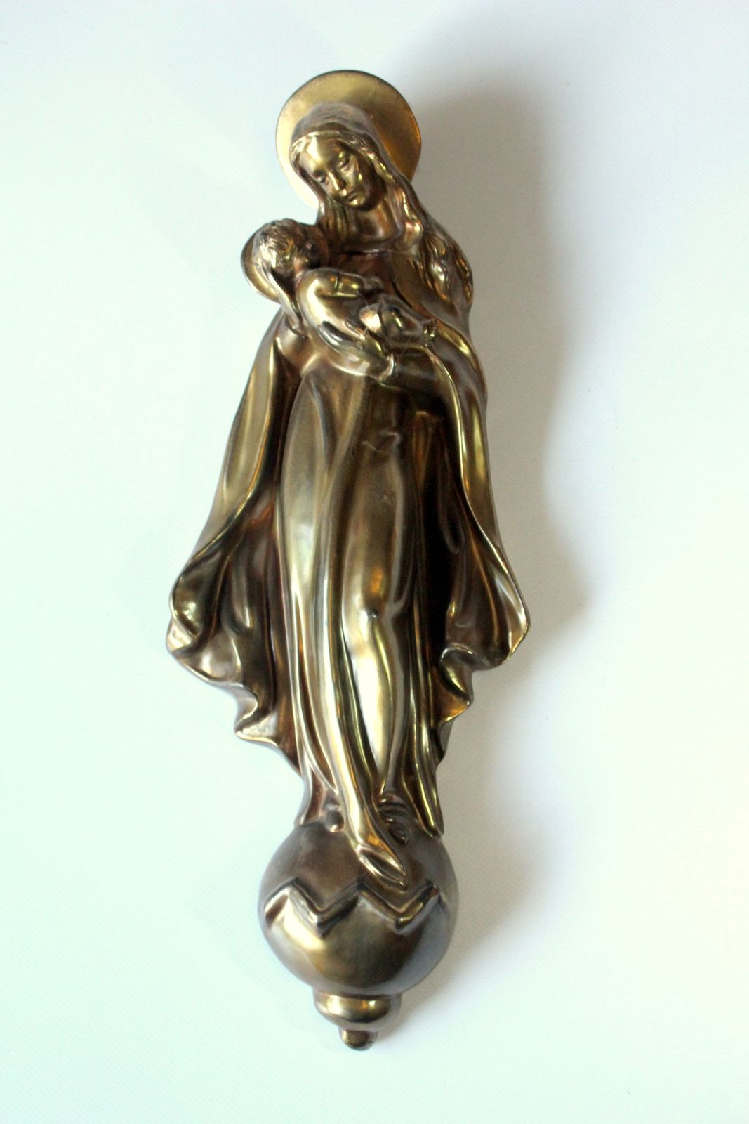 Brass Sculpture Mother Of God With Child