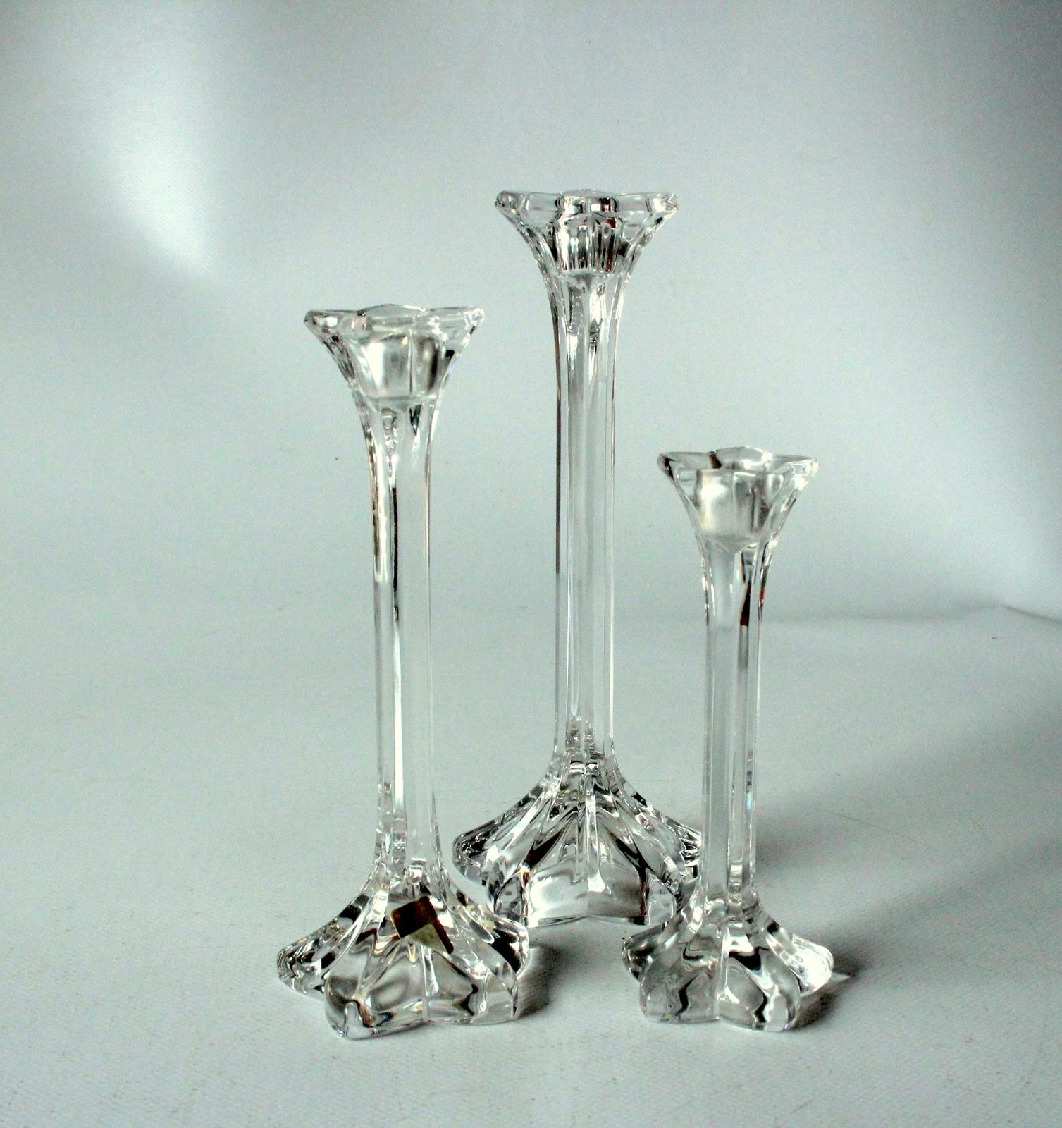 3 Lead Crystal Glass Candle Holder By Nachtmann As A Set   Vintage
