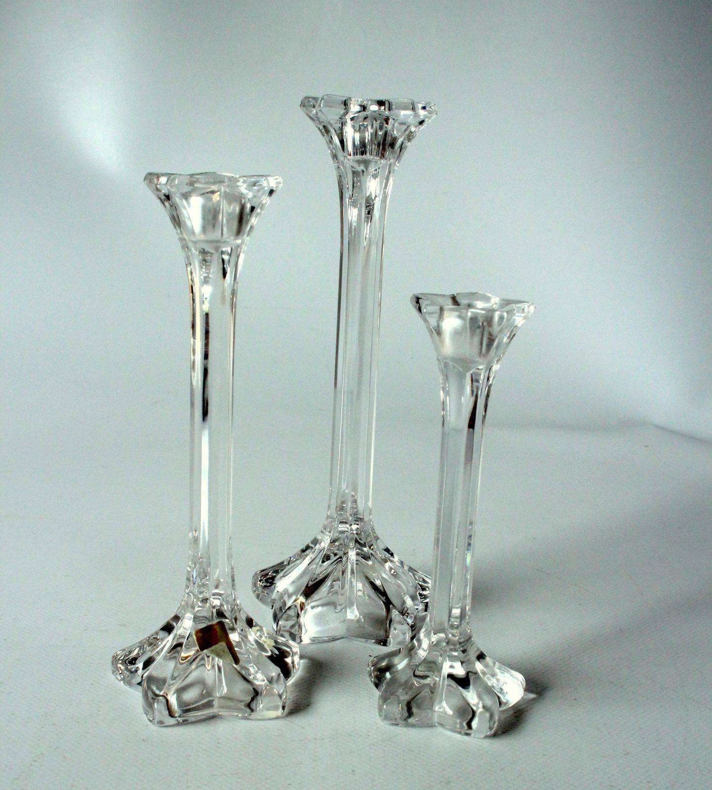 3 Lead Crystal Glass Candle Holder By Nachtmann As A Set   Vintage photo for sale