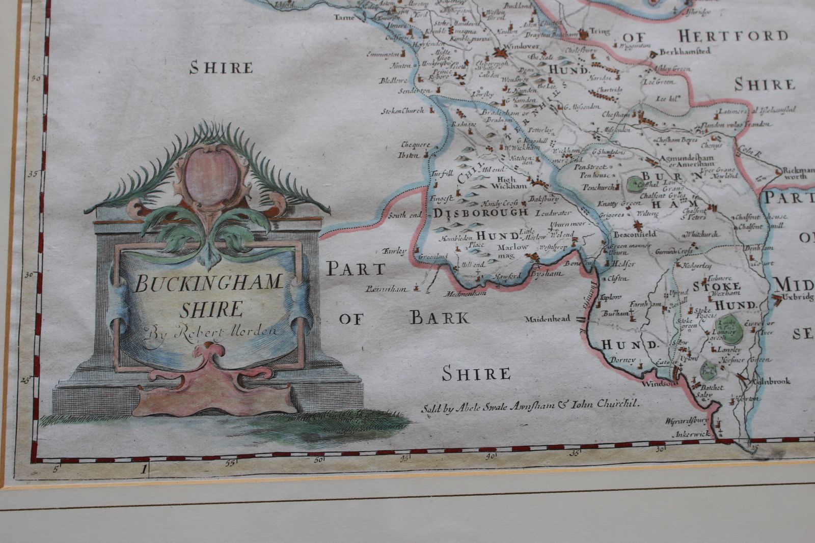 Antique Map Buckinghamshire Robert Morden C1722 photo furniture