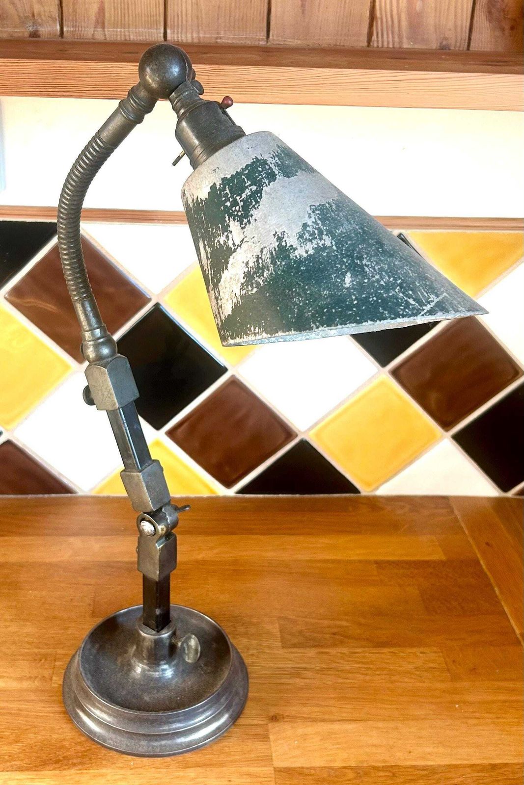Invisaflex Industrial Desk Vintage Lamp Grey Retro Antique Light Lighting Mancave Office Mid Century Floor photo furniture