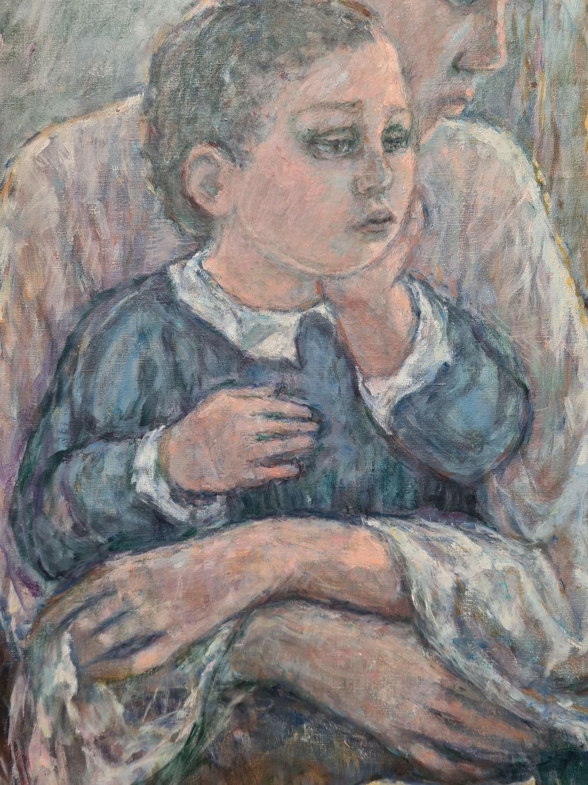 Mother And Child, Oil Painting On Canvas, Modern Figurative, Late 20th Century1986 By Ulla Fribrock photo 2922.0