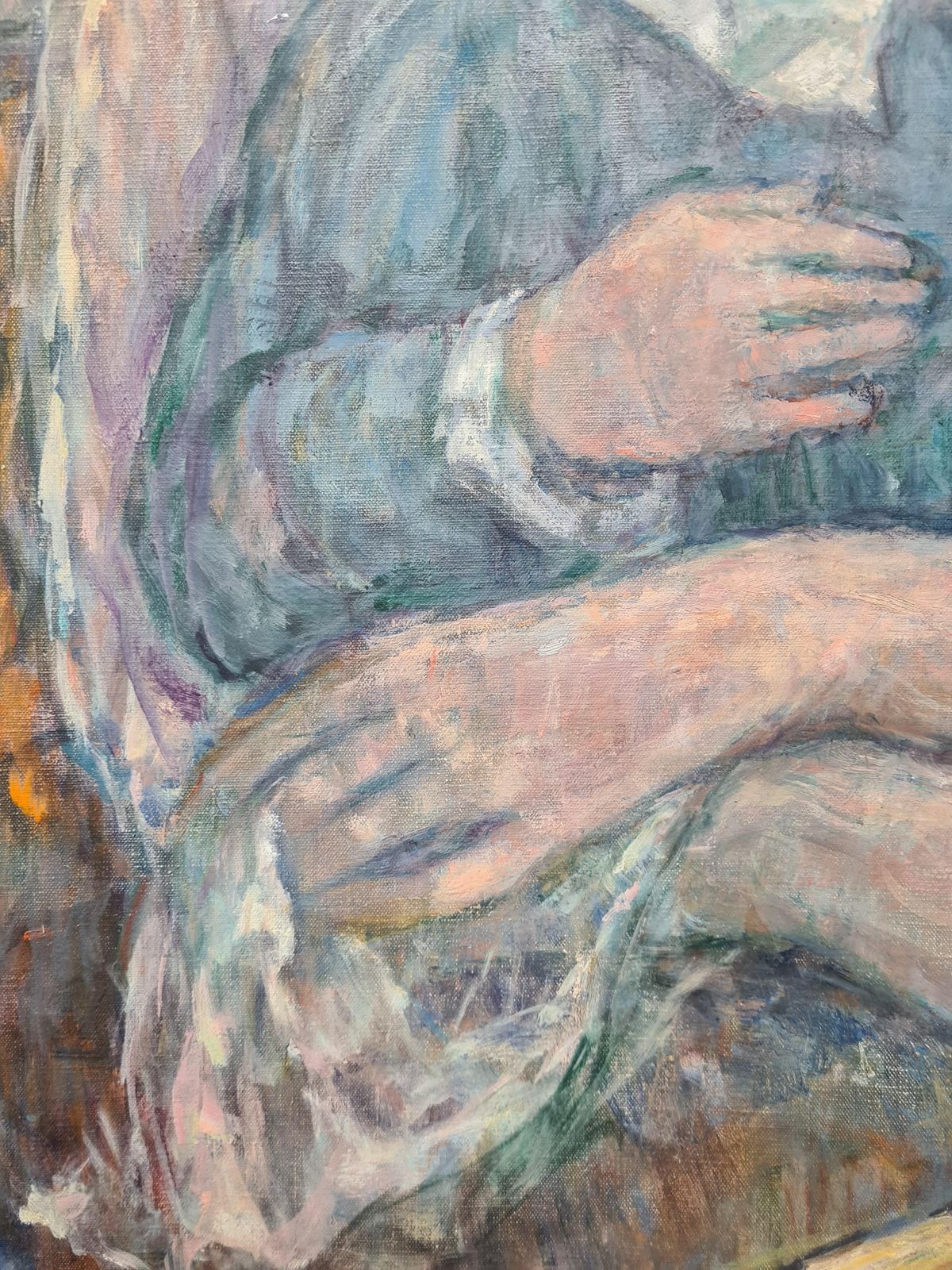 photo furniture Mother And Child, Oil Painting On Canvas, Modern Figurative, Late 20th Century1986 By Ulla Fribrock