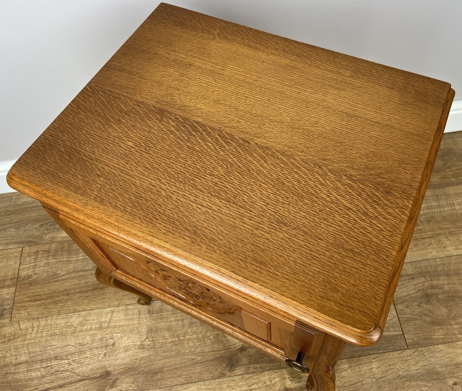 photo for sale Pair Of  Bedside Tables Vintage French Louis Oak Nightstands Cabinets Lot 4910