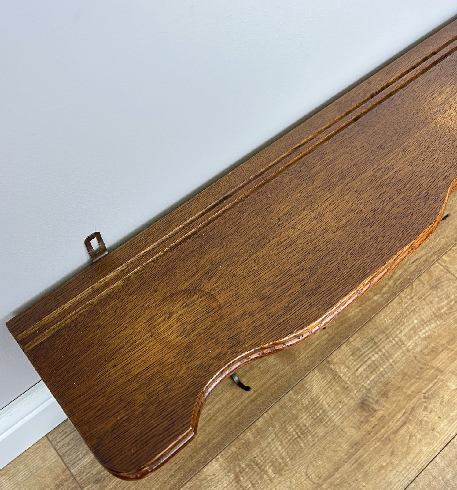 photo furniture French Vintage Coat Rack Oak 7 Hooks Wall Shelf Carved Coat Hanger Lot 4903