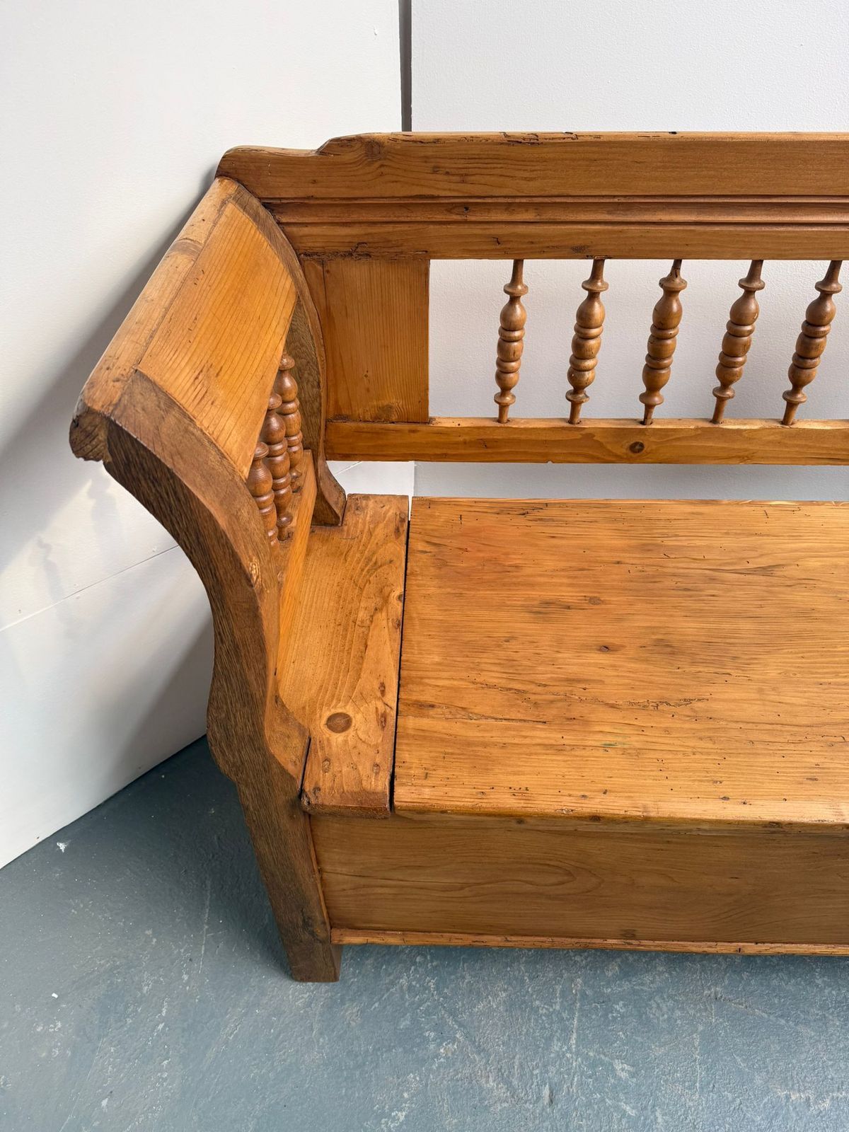 A Superbly Waxed Genuine Victorian Pine Hungarian 2/3 Seater Box Settle photo Furniture