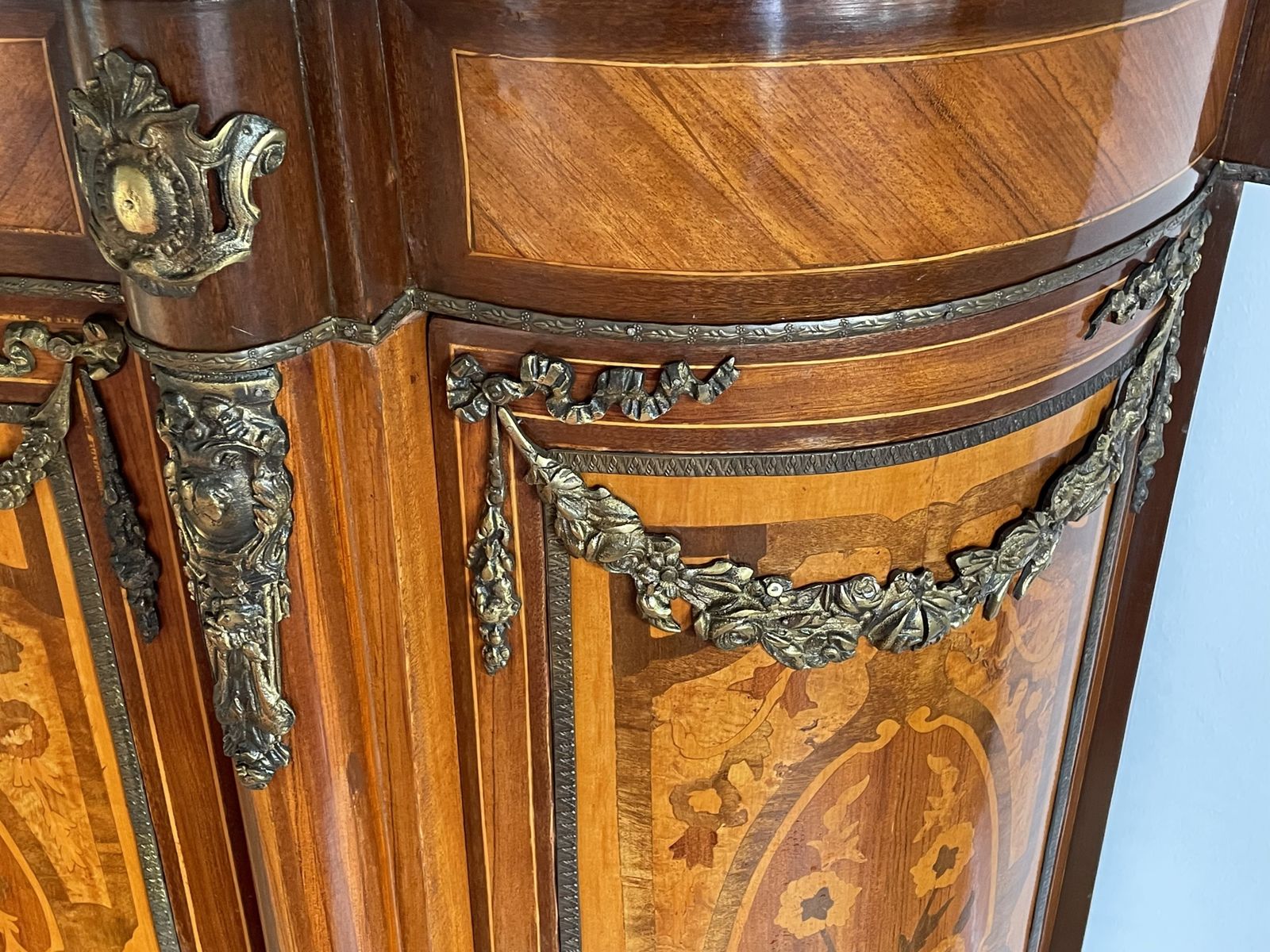 photo furniture Fabulous Italian Reproduction Serpentine Shaped Marble Top Credenza