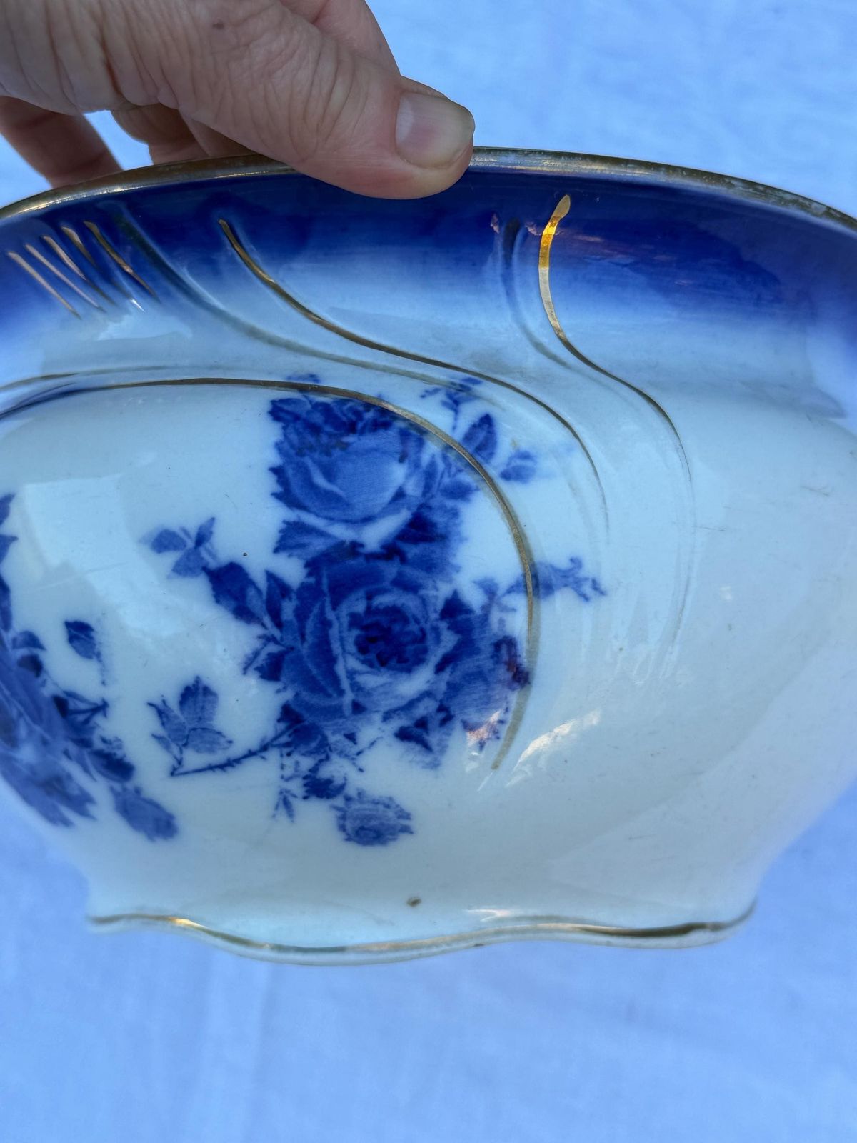 Home Decor Antique Royal Doulton Adele De Dijon Chamber Pot Blue White Edwardian Planter England photo