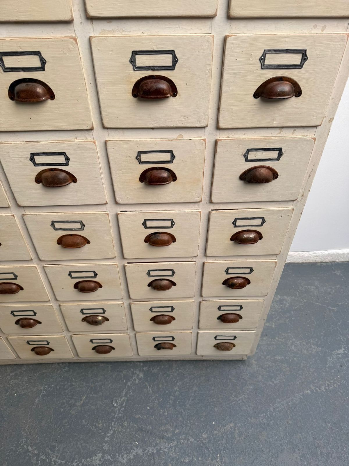 An Amazing Painted Hungarian Victorian Pine 50 Drawer Shop Fitting photo vintage