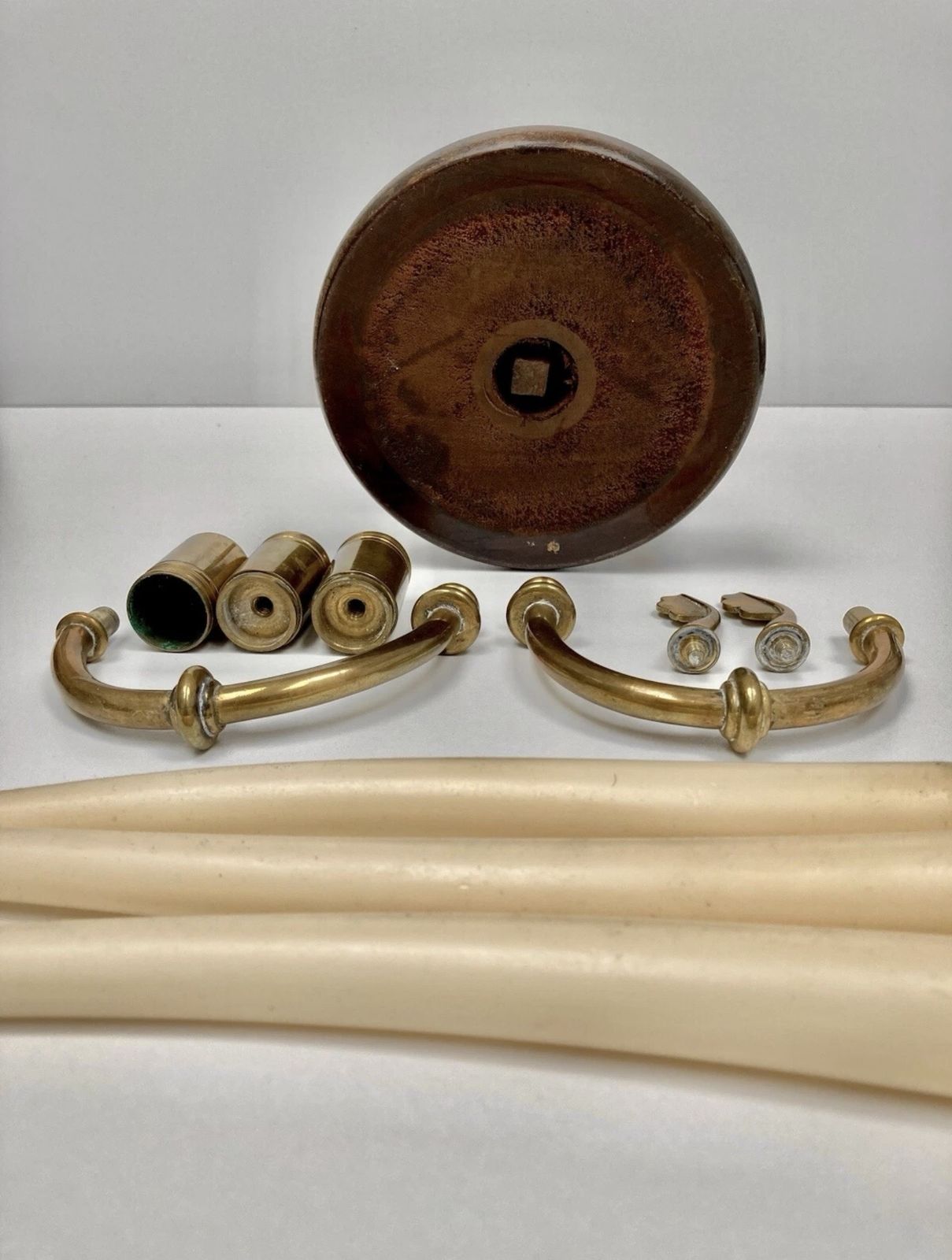 Pair Of Stunning Arts And Crafts Walnut And Brass Candlesticks  / Candelabras photo Home Decor