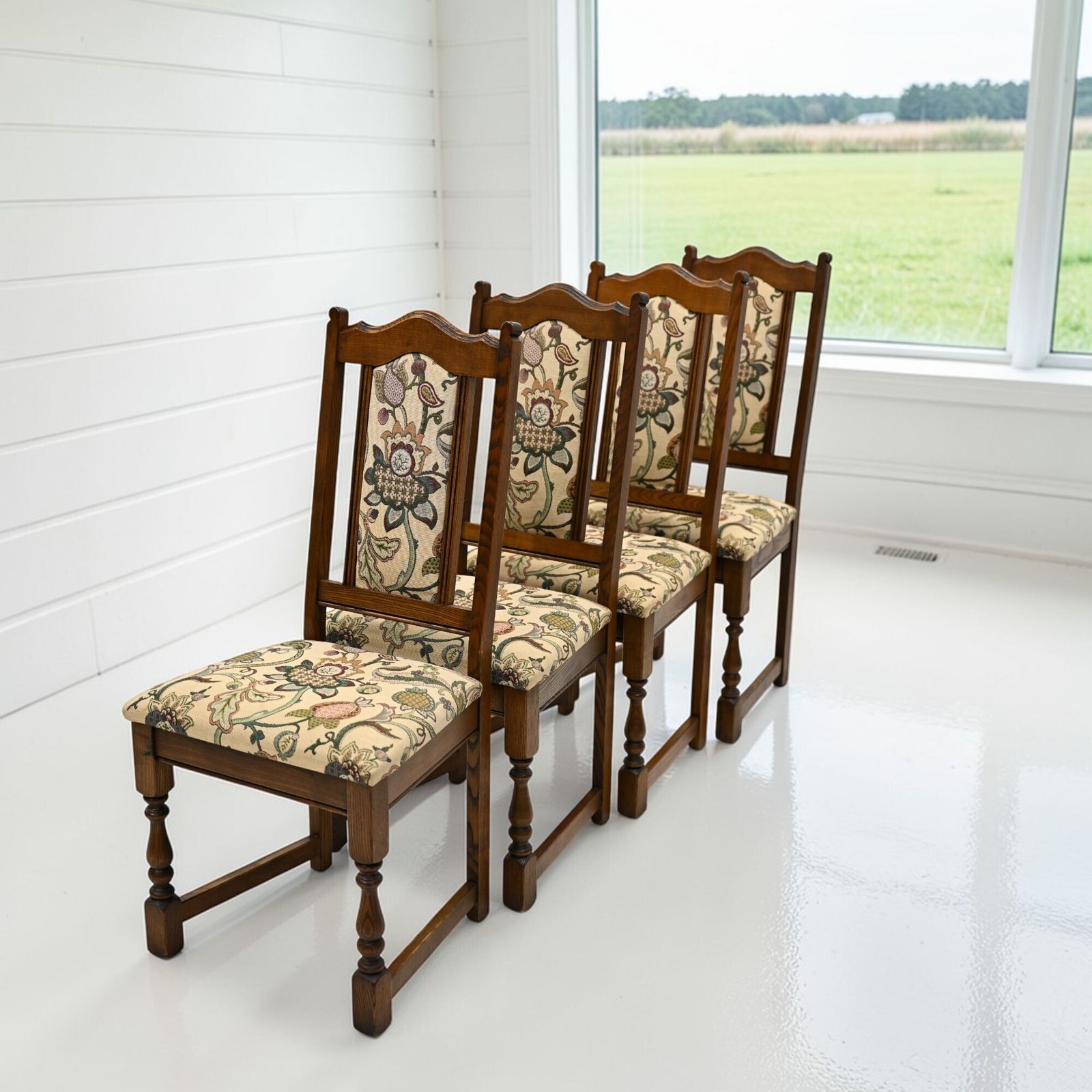 4 Old Charm Oak Dining Chairs Lancaster Light Oak Finish Free Uk Delivery*