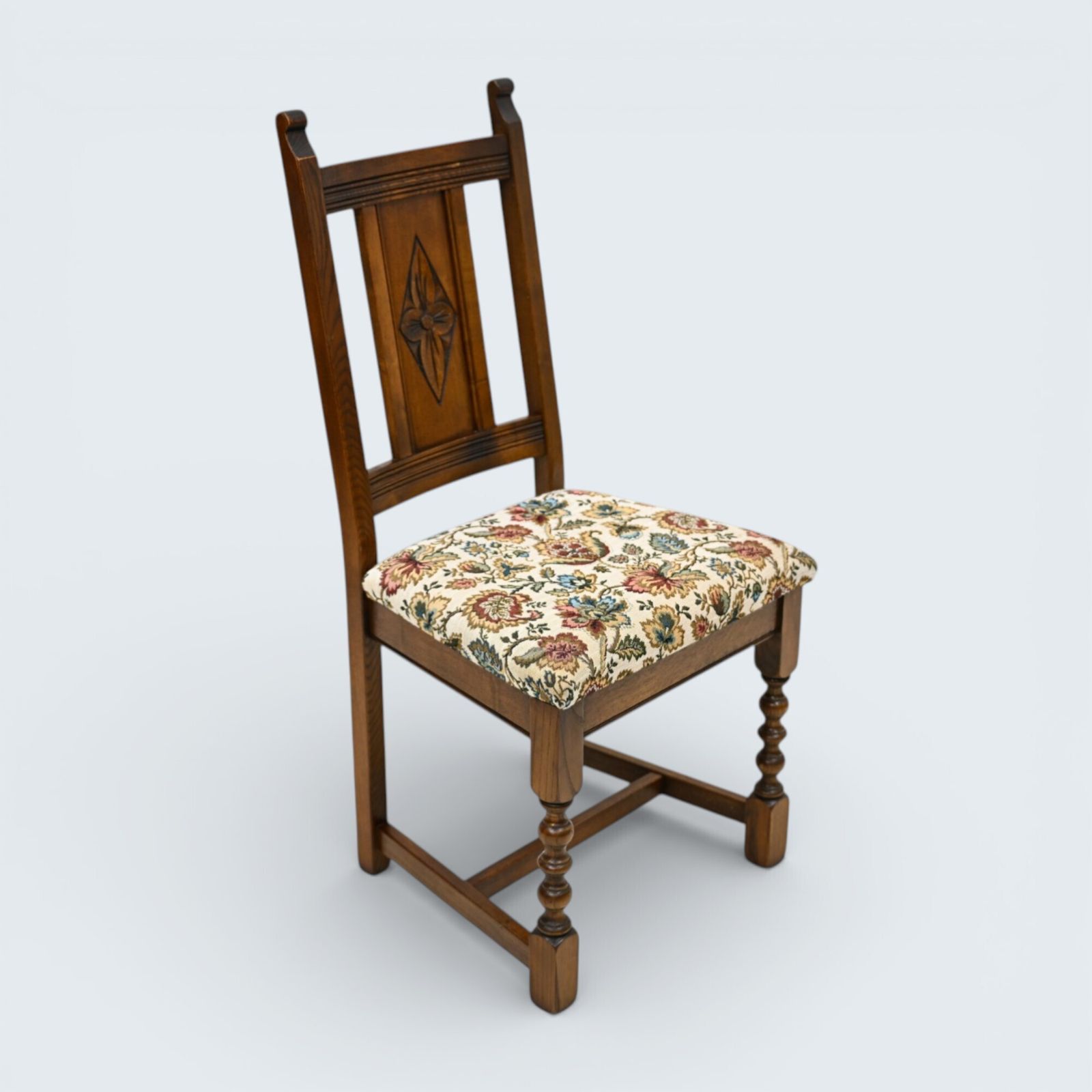 photo for sale 6 Yorke Old Charm Dining Chairs Trellis Fabric Light Oak Frames Free Uk Delivery