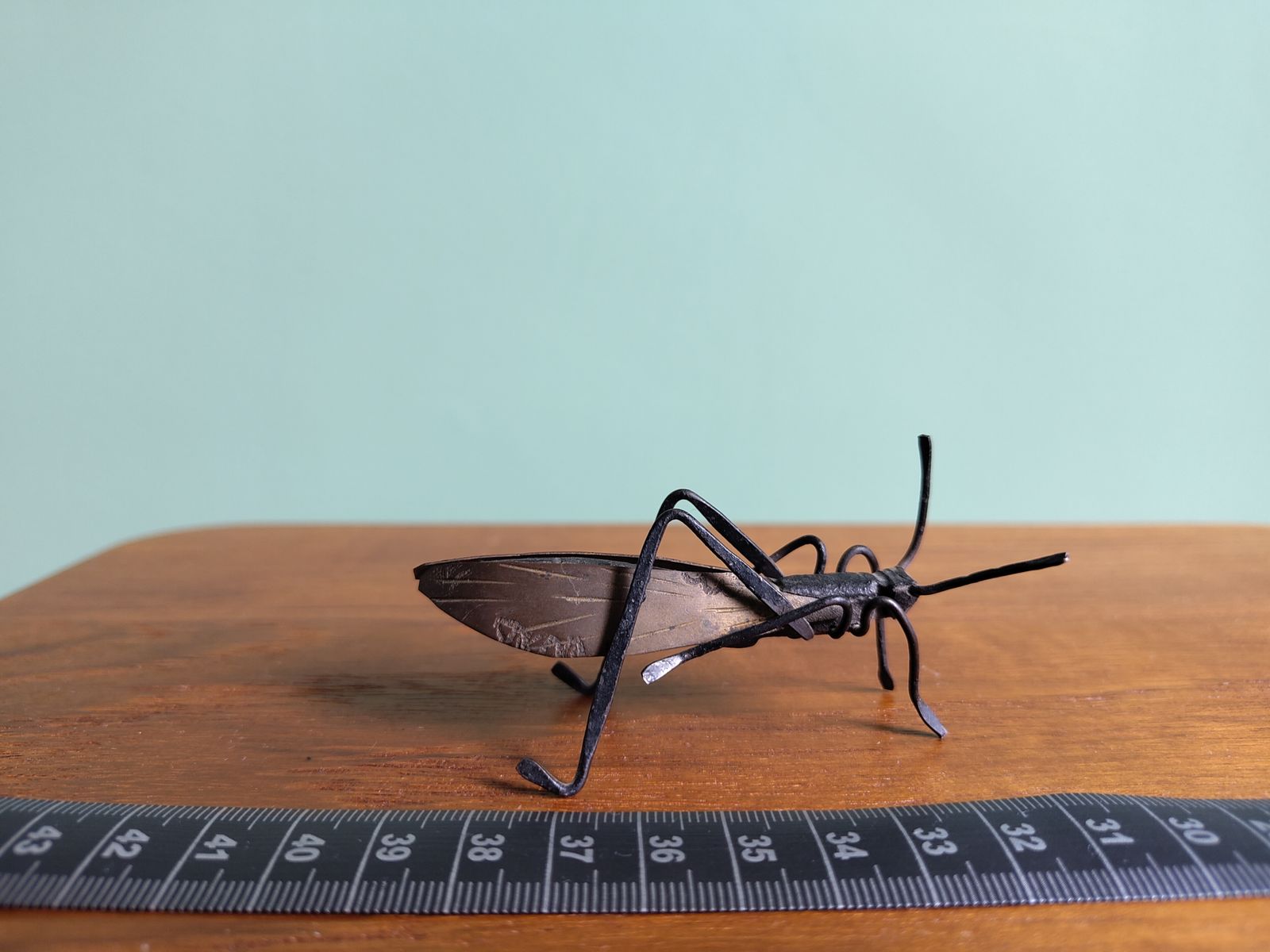 Rare Signed Pair Of Antique Japanese Articulated Metal Insects – Mantis & Cicada photo buy