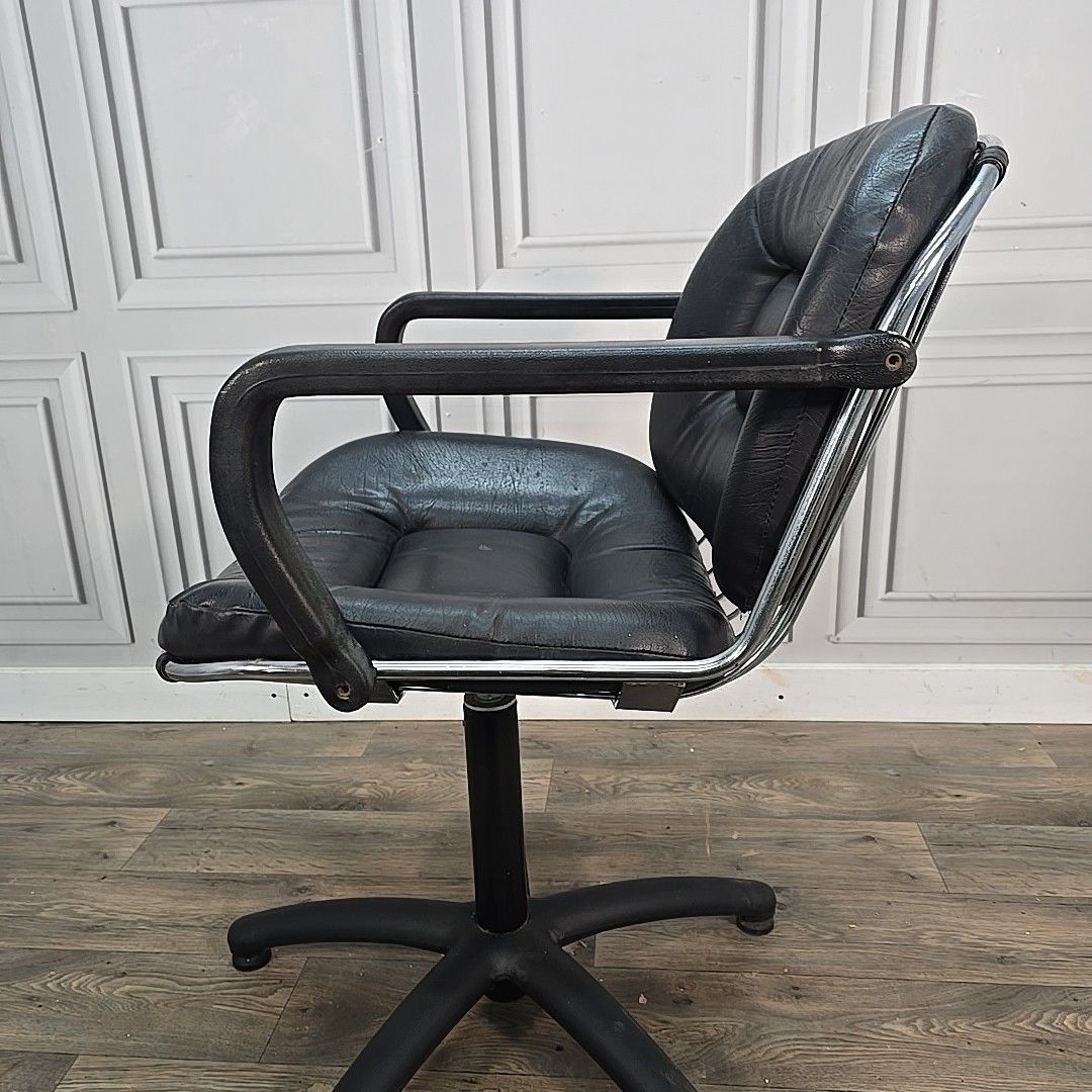 photo vinterior Retro Swivel Office Chair Italian Palladium Vinyl Seat Chrome Vintage Mcm