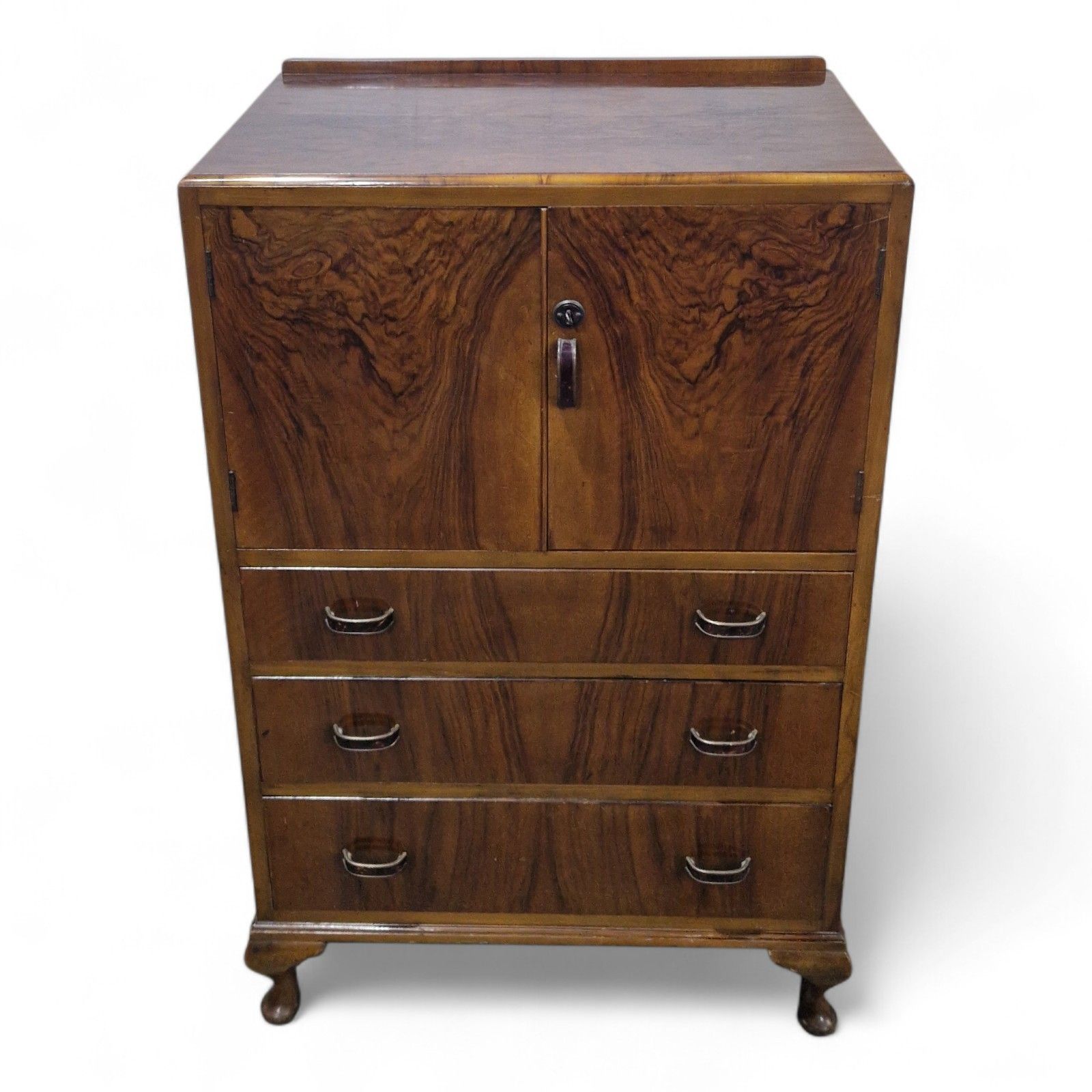 Antique Walnut Linen Cabinet / Vintage Millinery Storage Cupboard With Drawers photo 275.0