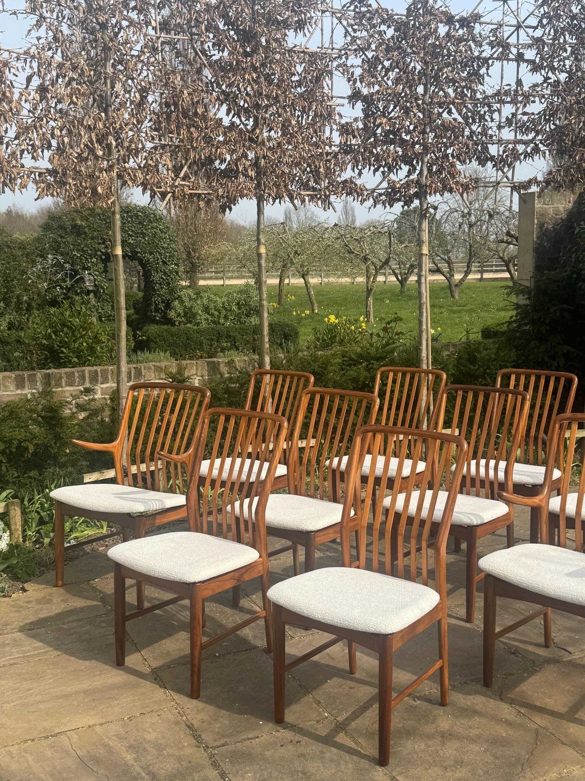 Mid Century Danish Set Of Ten Dining Chairs In Teak By Danish Teak Dining Chairs By Svend åge Madsen For Moreddi 1960 photo vinterior