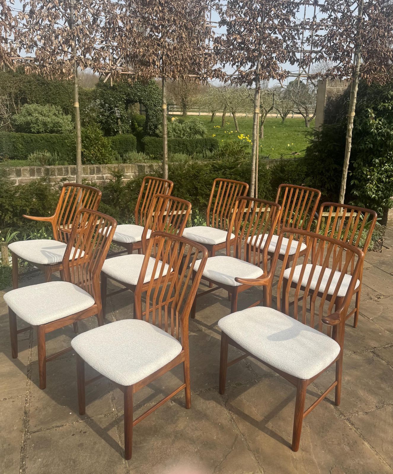 Mid Century Danish Set Of Ten Dining Chairs In Teak By Danish Teak Dining Chairs By Svend åge Madsen For Moreddi 1960 photo vintage