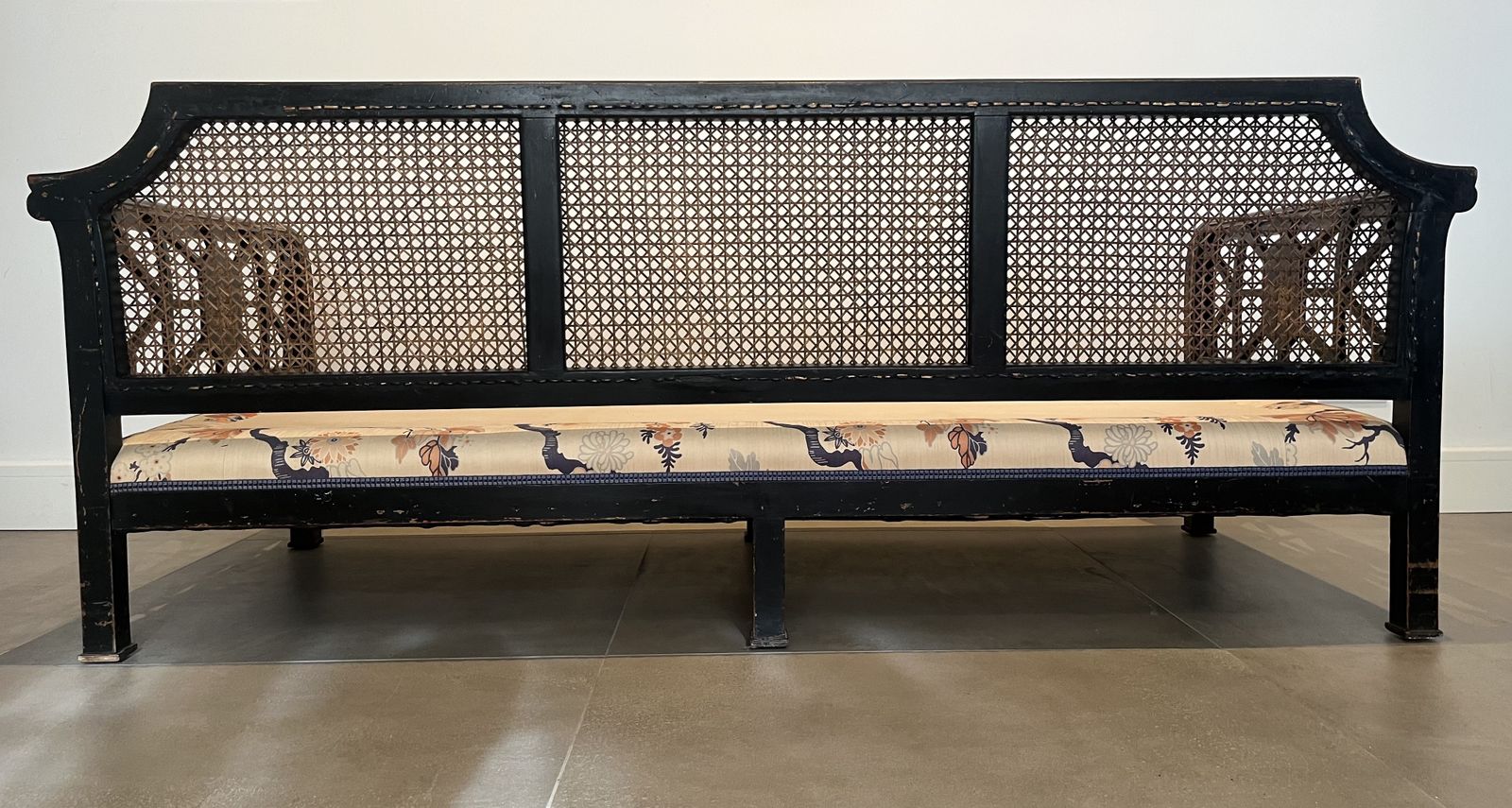 Decoratively Painted Chinoiserie Antique Three Seater Sofa. photo for sale